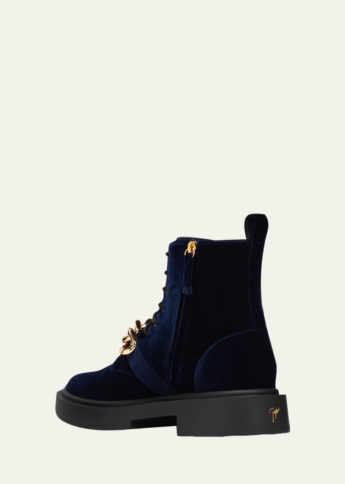 Giuseppe Zanotti Men's Chain Strap Velvet Boots -