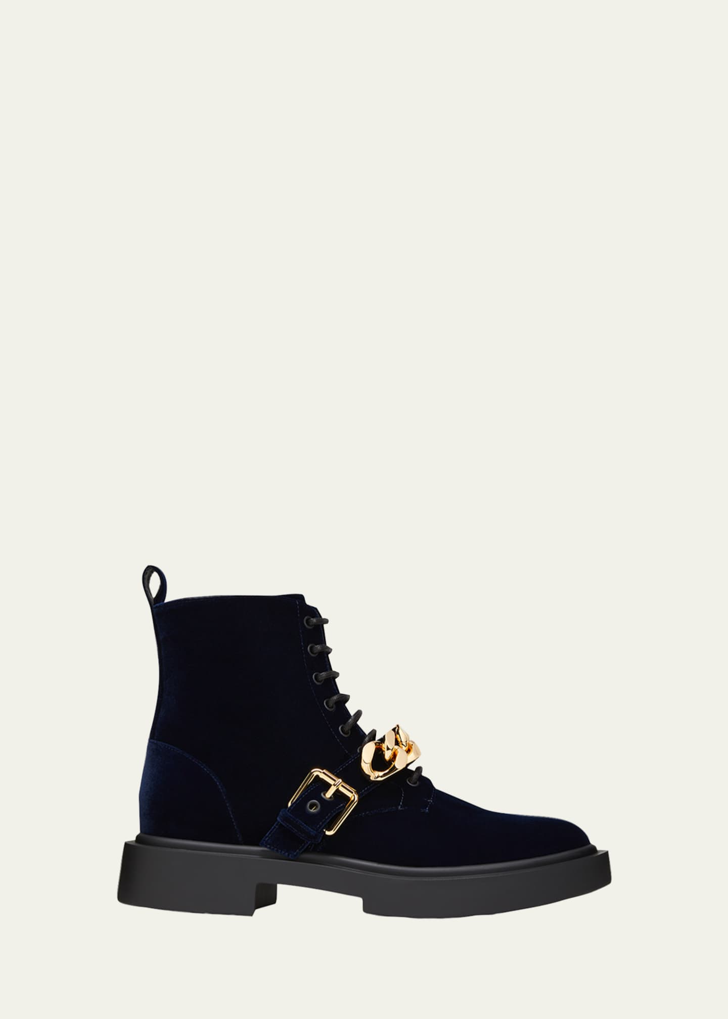 Giuseppe Zanotti Men s Chain Strap Velvet Lace Up Boots