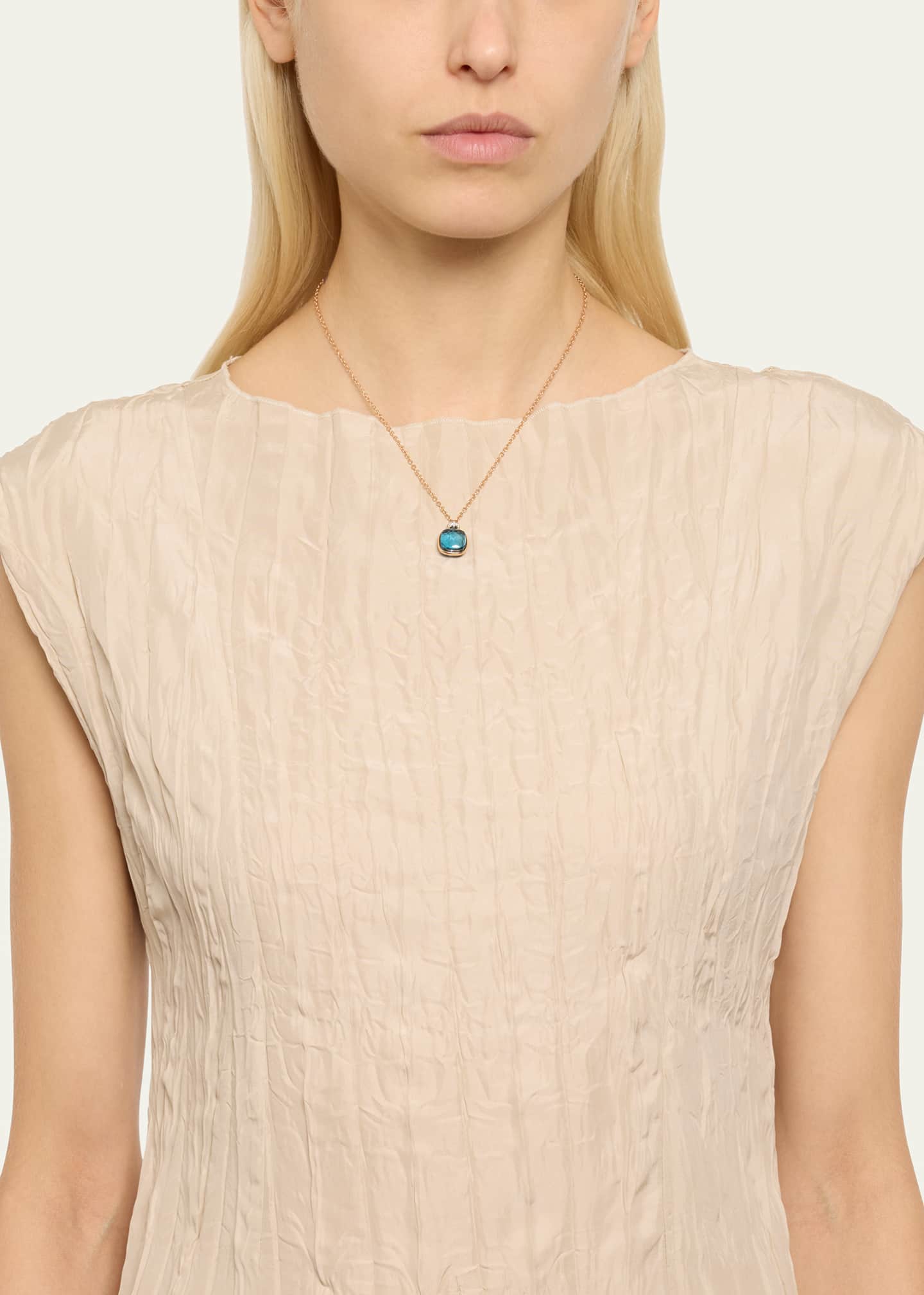 Pomellato 18K Rose Gold Nudo Pendant Necklace with London Blue Topaz and Diamonds Image 2 of 4