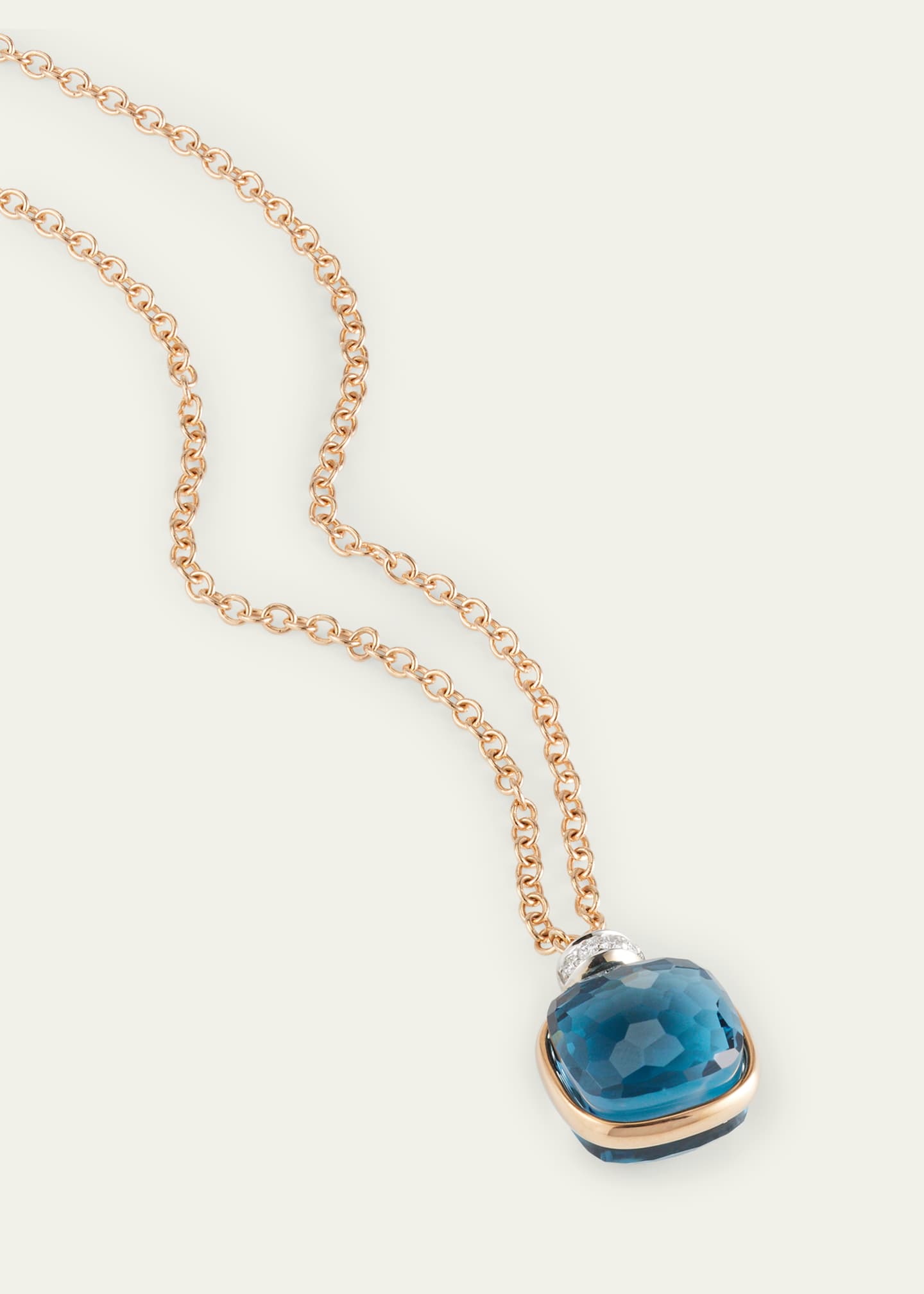 Pomellato 18K Rose Gold Nudo Pendant Necklace with London Blue Topaz and Diamonds Image 3 of 4