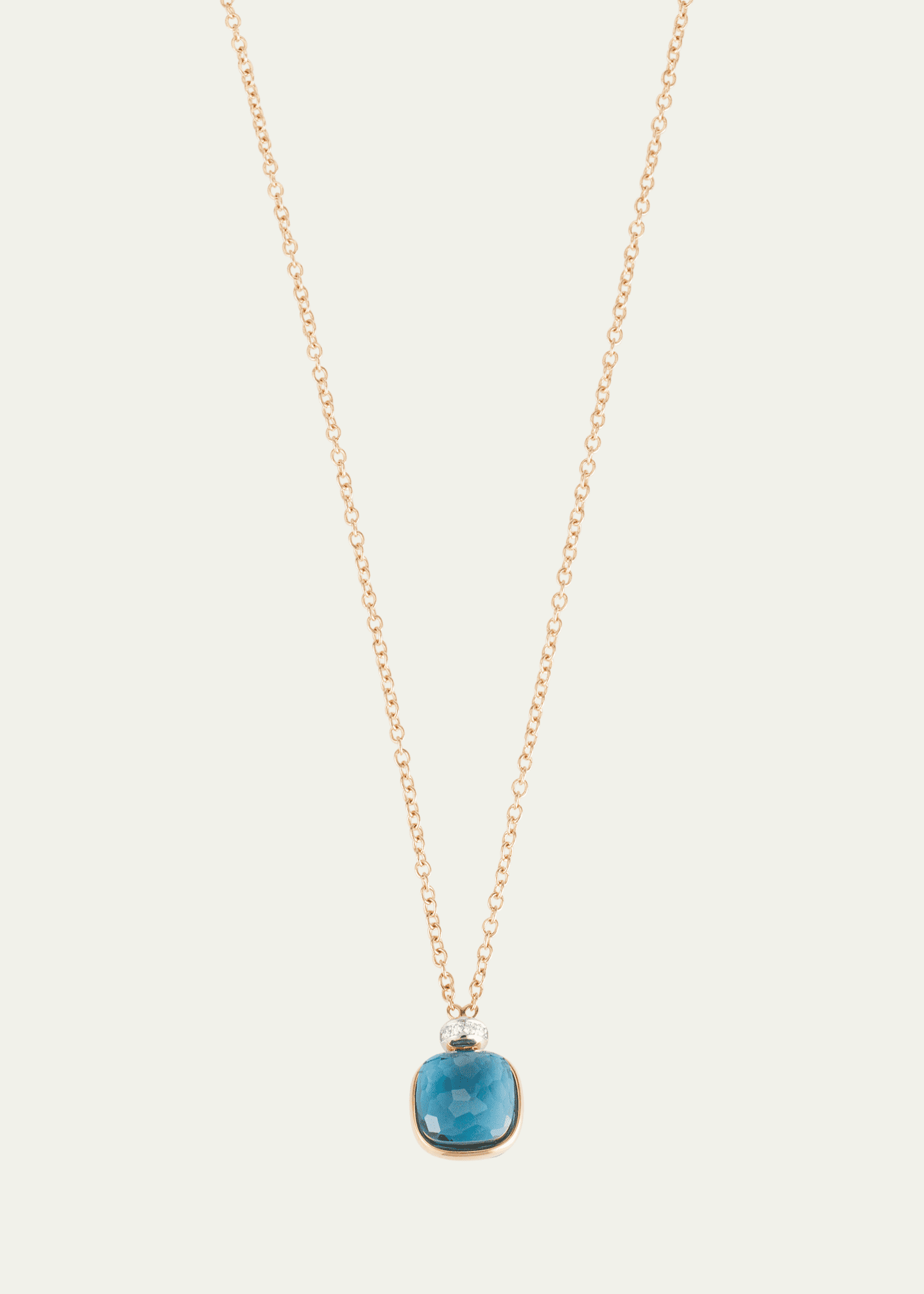 Pomellato 18K Rose Gold Nudo Pendant Necklace with London Blue Topaz and Diamonds Image 1 of 4