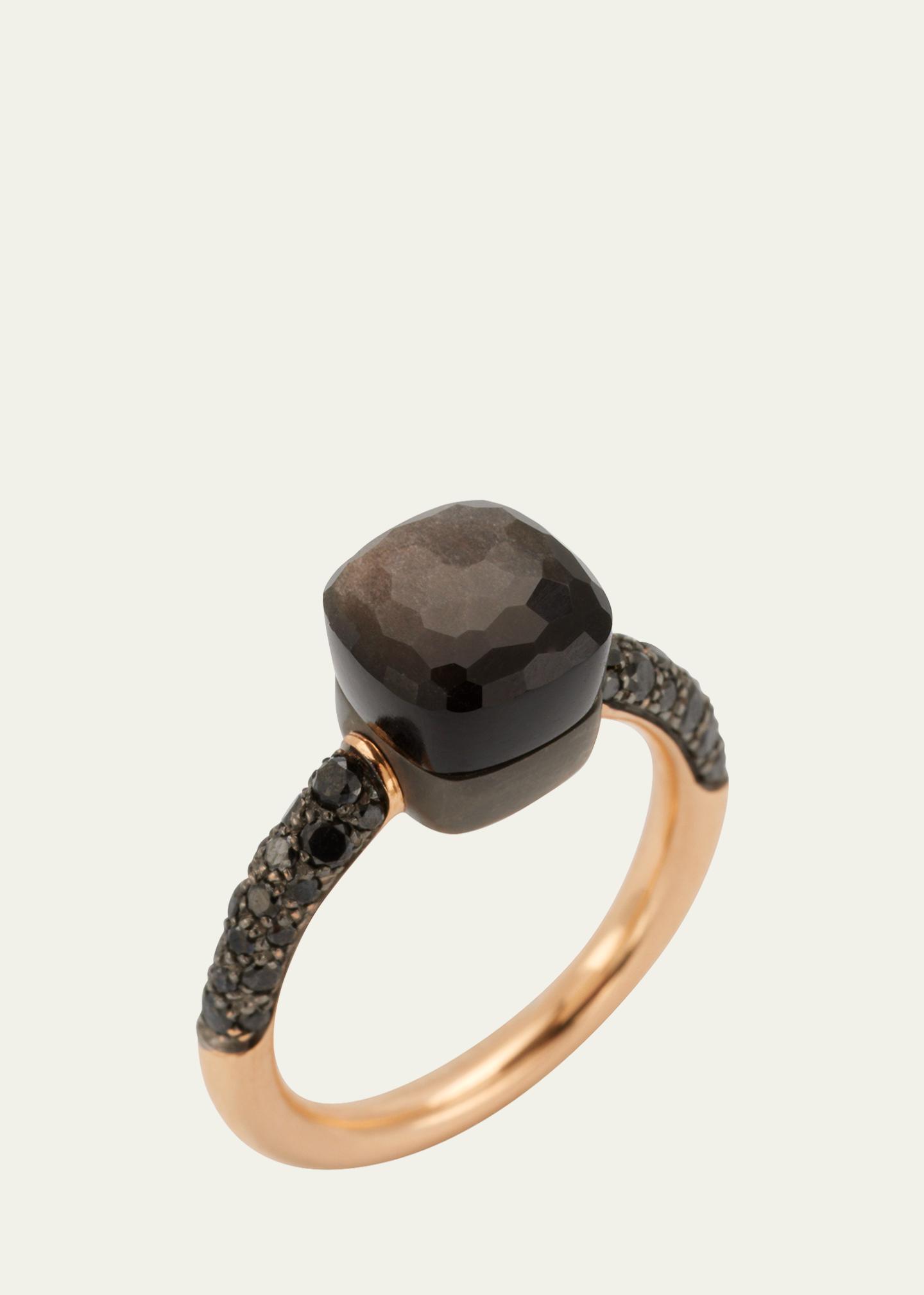 【超美品】Pomellato Nudo リング 黒曜石 ブラックダイヤモンド Pomellato NUDO Petite 18k Gold/Titanium Ring with Obsidian & Black