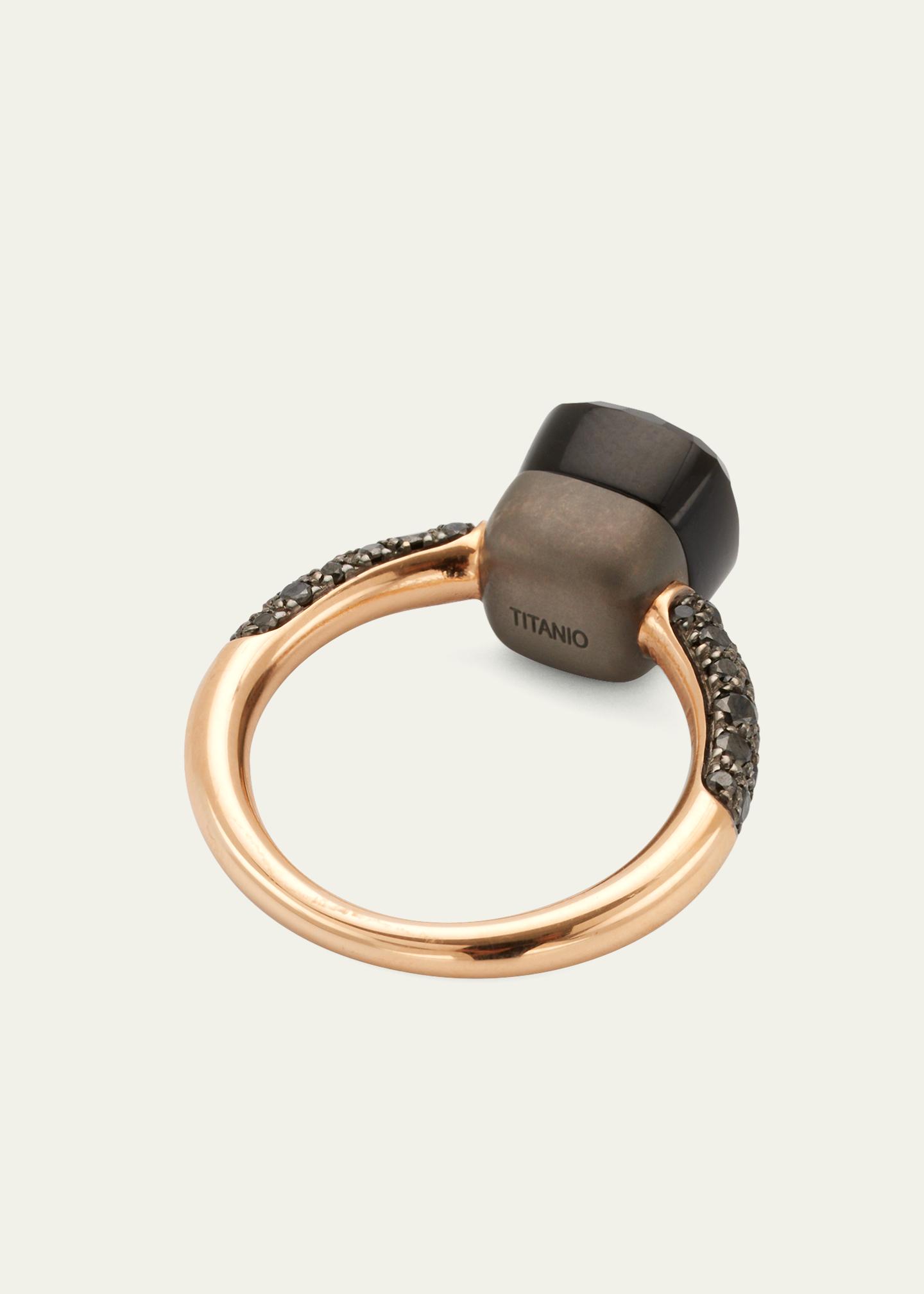 Pomellato NUDO Petite 18k Gold/Titanium Ring with Obsidian & Black