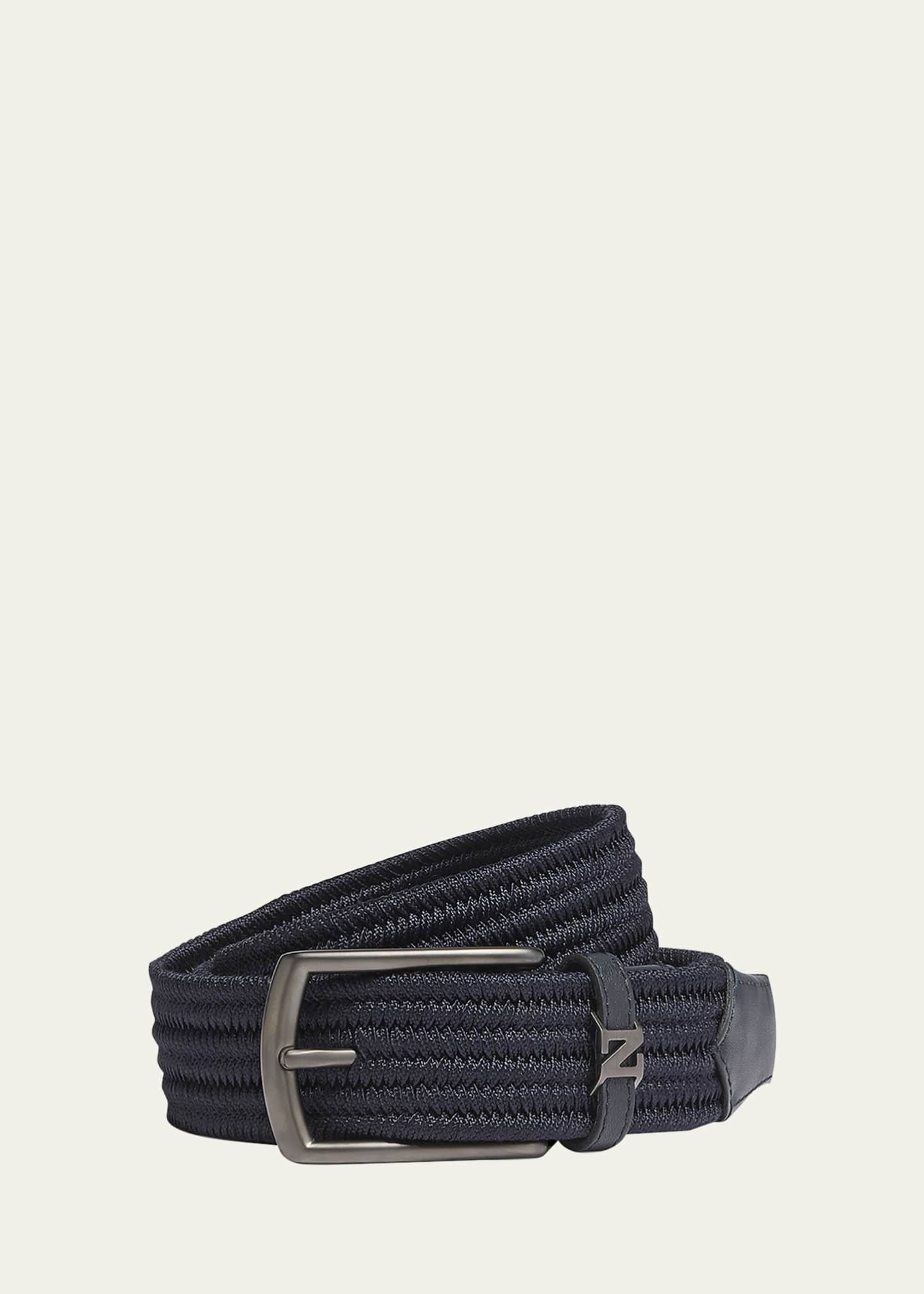 ZEGNA Men's Braided Rayon Belt Bergdorf Goodman