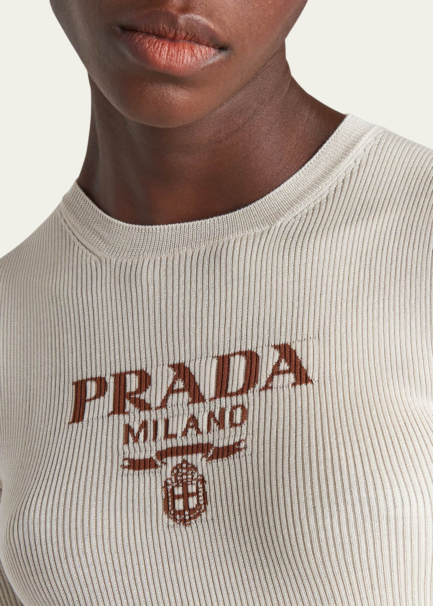 カーディガン PRADA Logo intarsia sweater Prada Pullover Pure Cashmere Knitted Intarsia Sweater Jumper