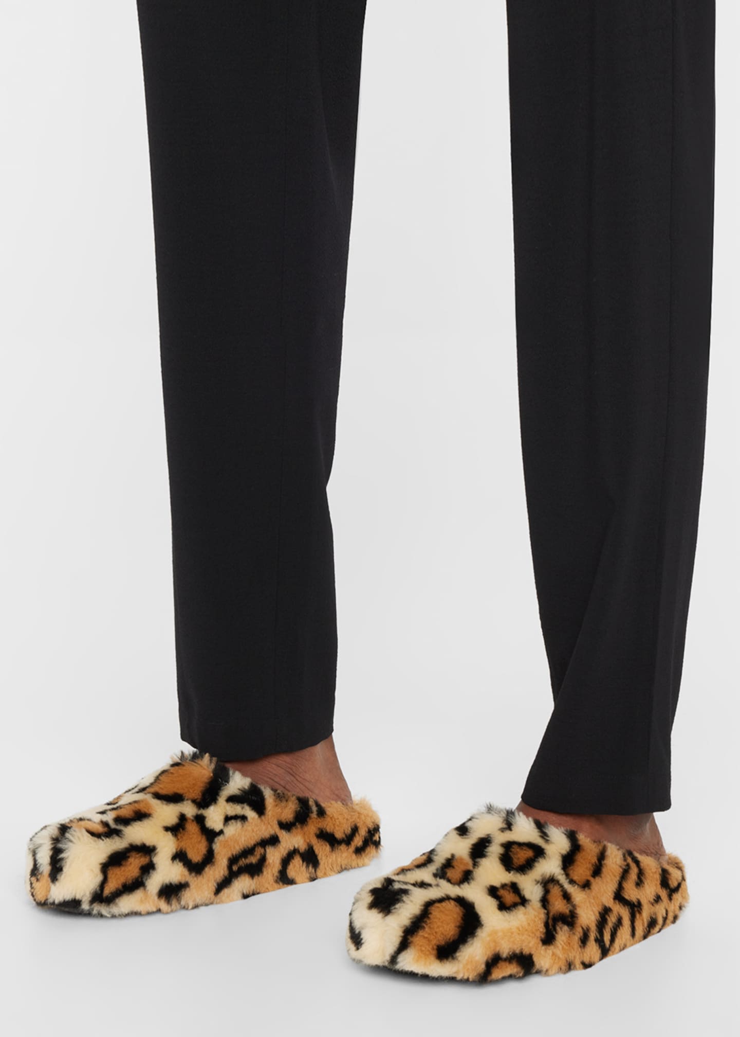 Marni Men's Sabot LeopardPrint Faux Fur Slippers Bergdorf Goodman