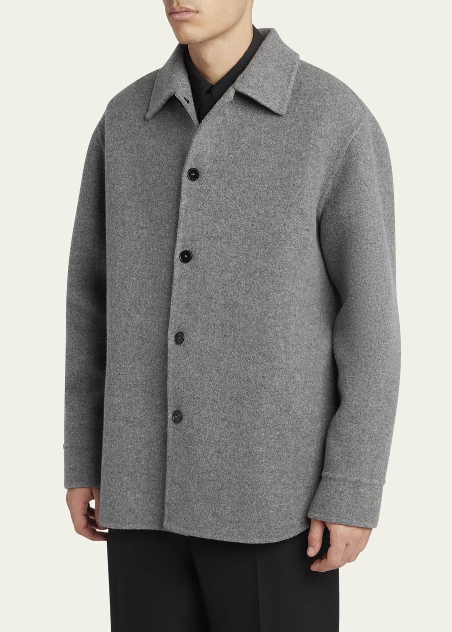 Jil Sander Men's Solid Wool Shirt Jacket Image 4 of 5