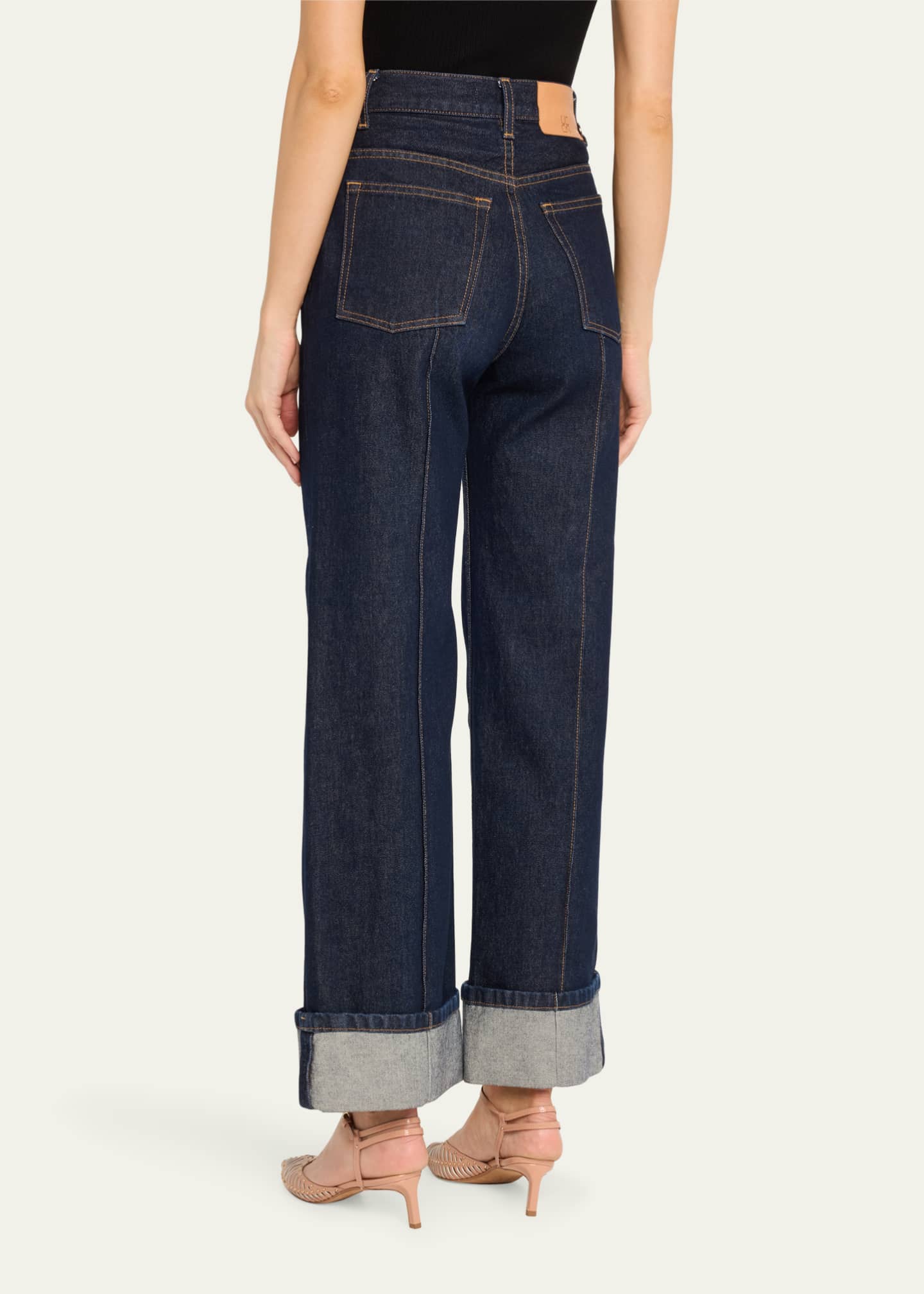 Ulla Johnson The Genevieve Topstitched Wide-Leg Denim Jeans Image 3 of 5
