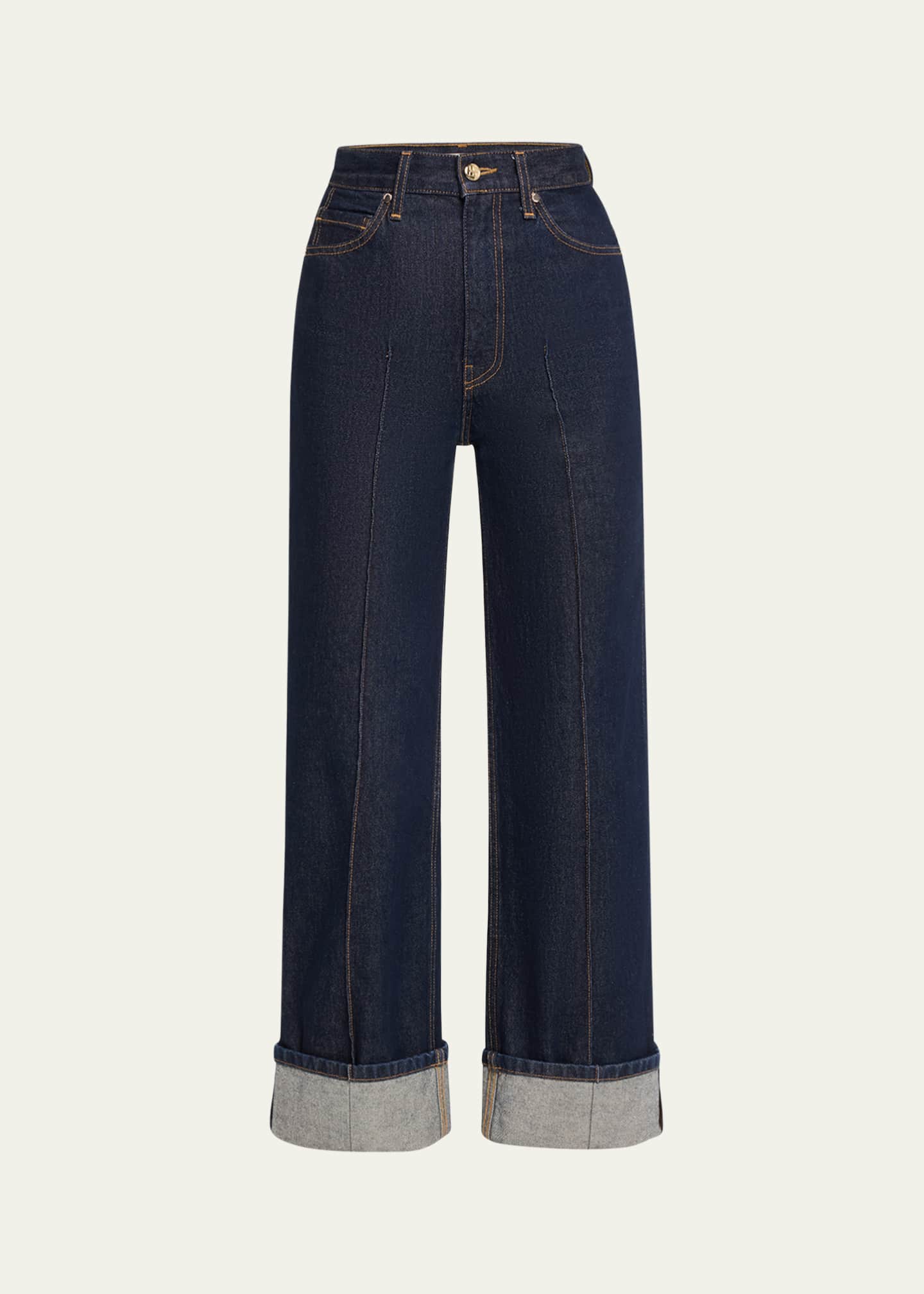 Ulla Johnson The Genevieve Topstitched Wide-Leg Denim Jeans Image 1 of 5