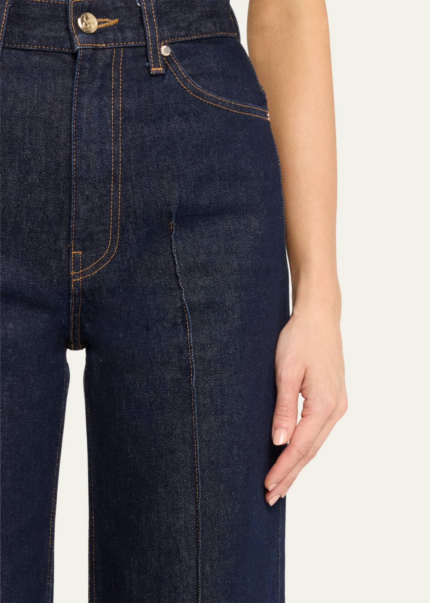 Ulla Johnson The Genevieve Topstitched Wide-Leg Denim Jeans Image 5 of 5