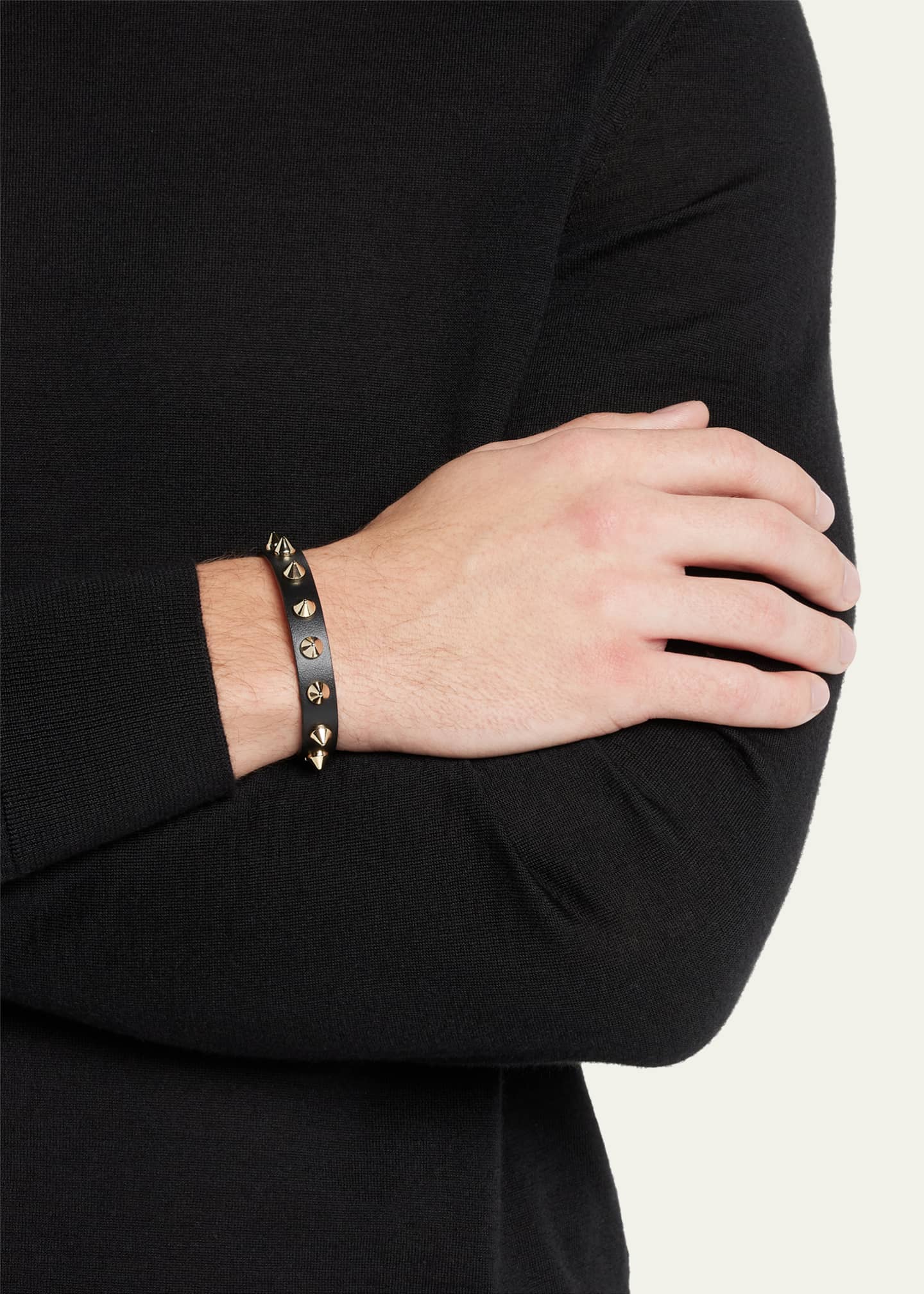 Christian Louboutin Men's Loubilink Spike Leather Bracelet Bergdorf