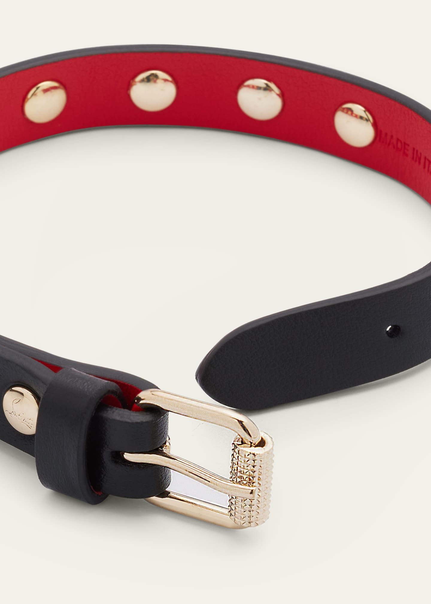 Christian Louboutin Men's Loubilink Spike Leather Bracelet Bergdorf