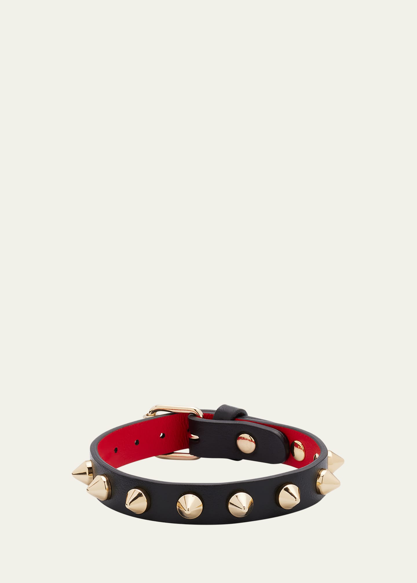 Christian Louboutin Men's Loubilink Spike Leather Bracelet Bergdorf