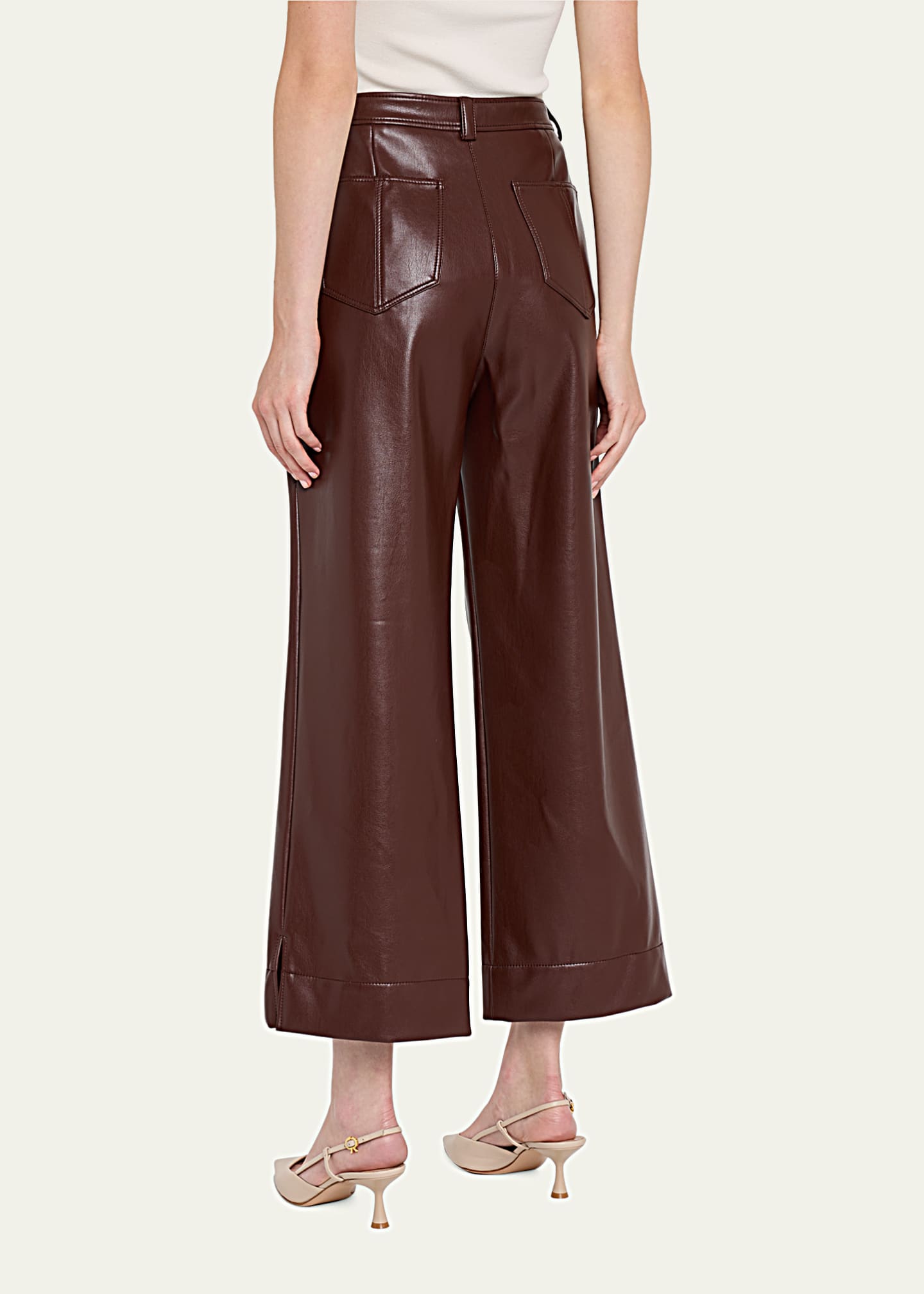 Cropped wide leg leather pants new arrivals