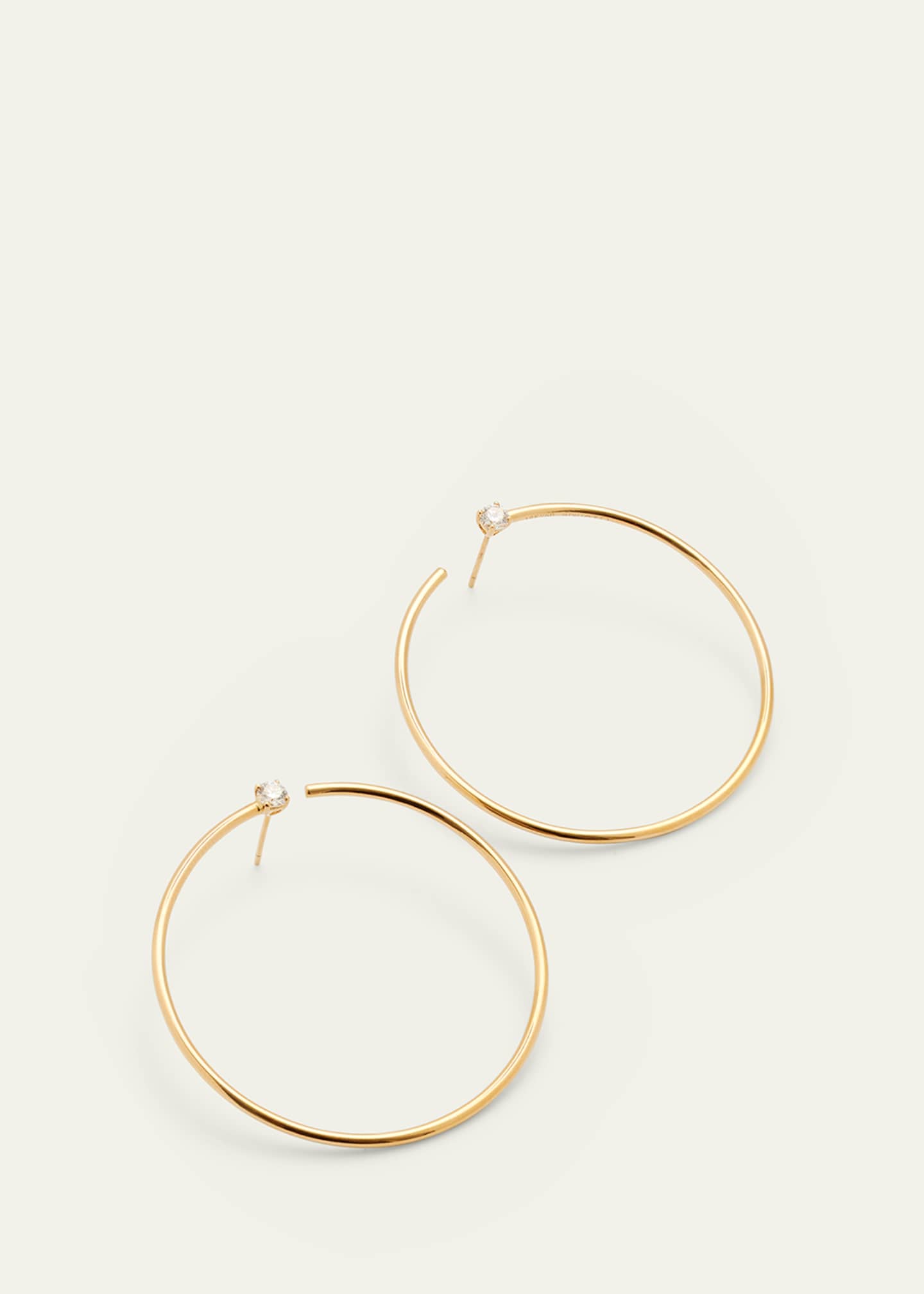 Anita Ko Bardot Diamond-Stud Wire Circle Hoop Earrings in 18k Yellow Gold Image 3 of 4