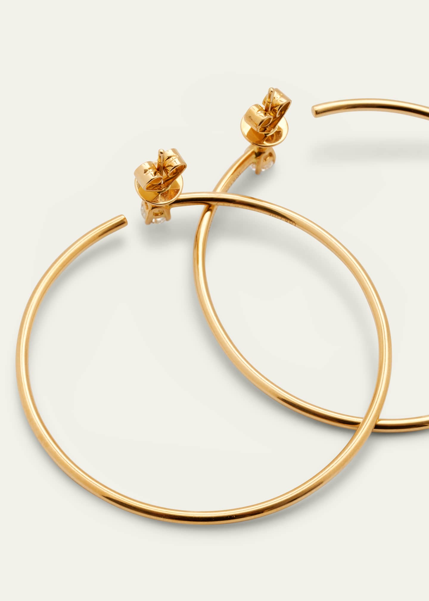 Anita Ko Bardot Diamond-Stud Wire Circle Hoop Earrings in 18k Yellow Gold Image 4 of 4