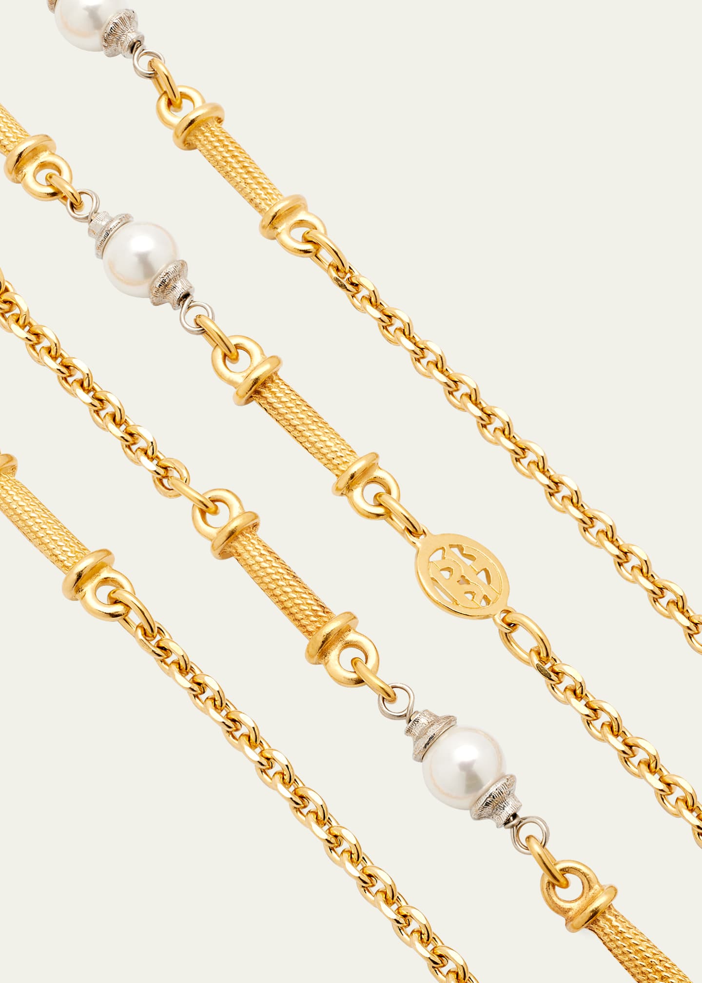 Ben-Amun Long Gold Pearly Necklace with Coin Pendant Image 5 of 5