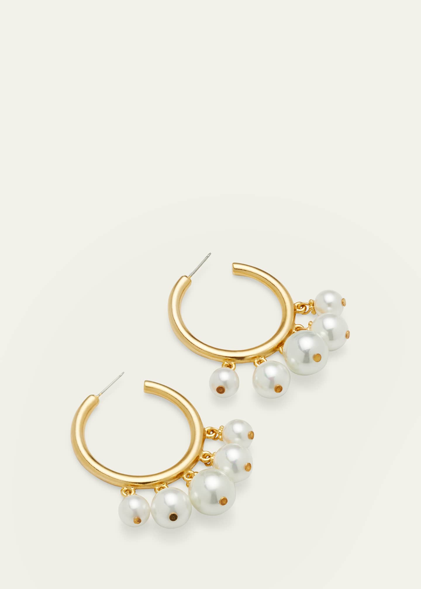 Ben-Amun Pearly Drop Hoop Post Earrings Image 3 of 4