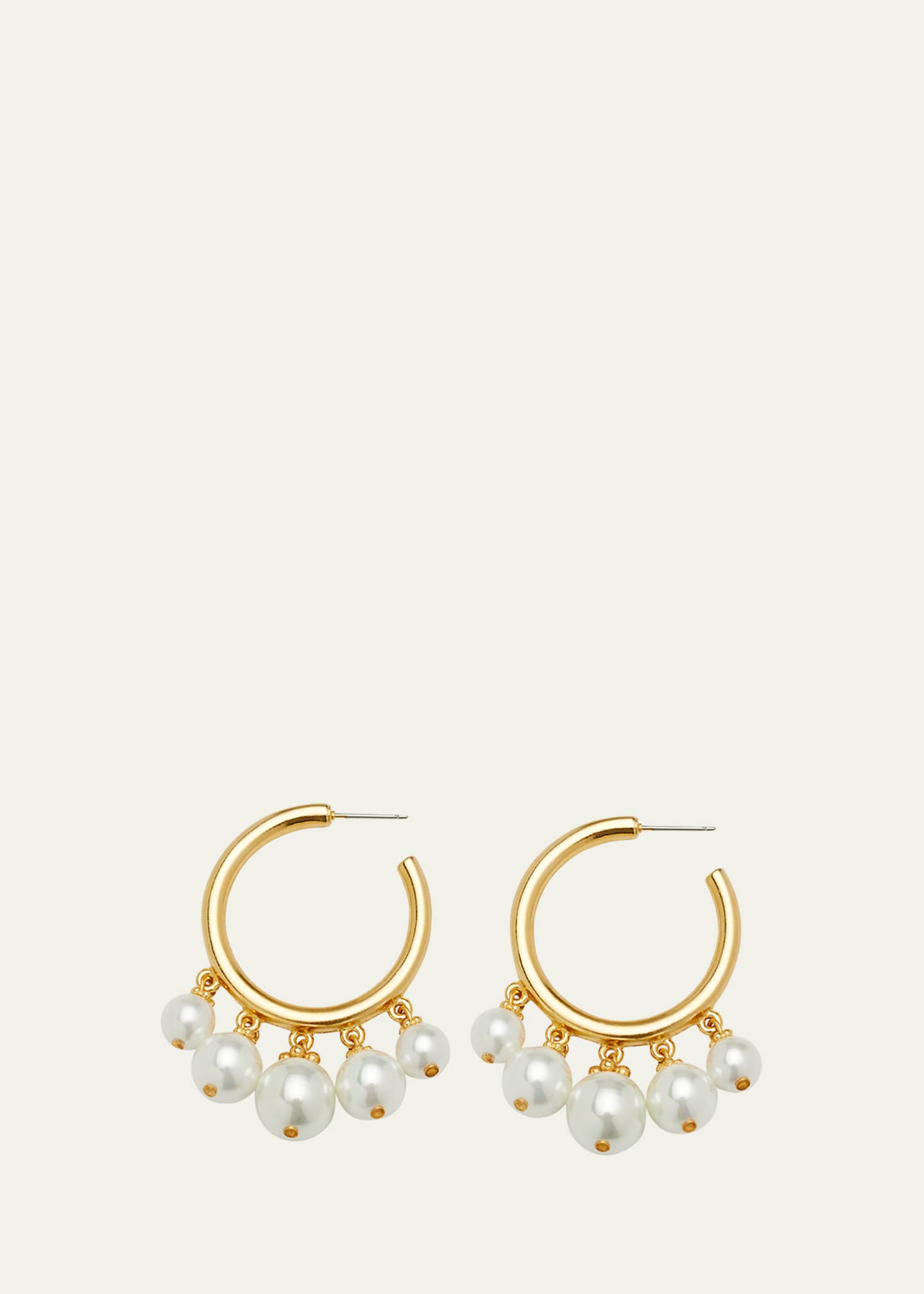 Ben-Amun Pearly Drop Hoop Post Earrings Image 1 of 4