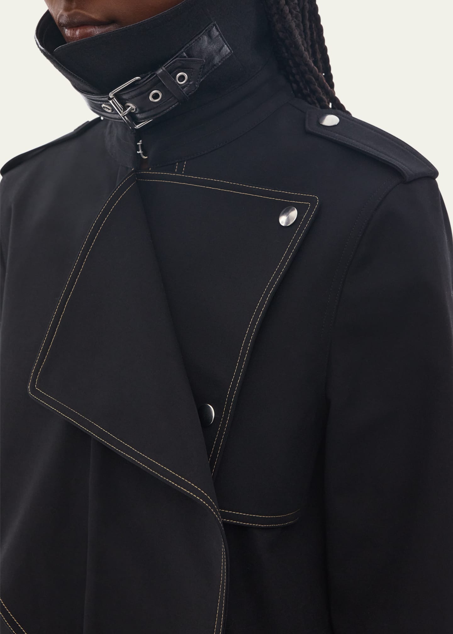 Shop Helmut Lang Cropped Trench Leather Jacket