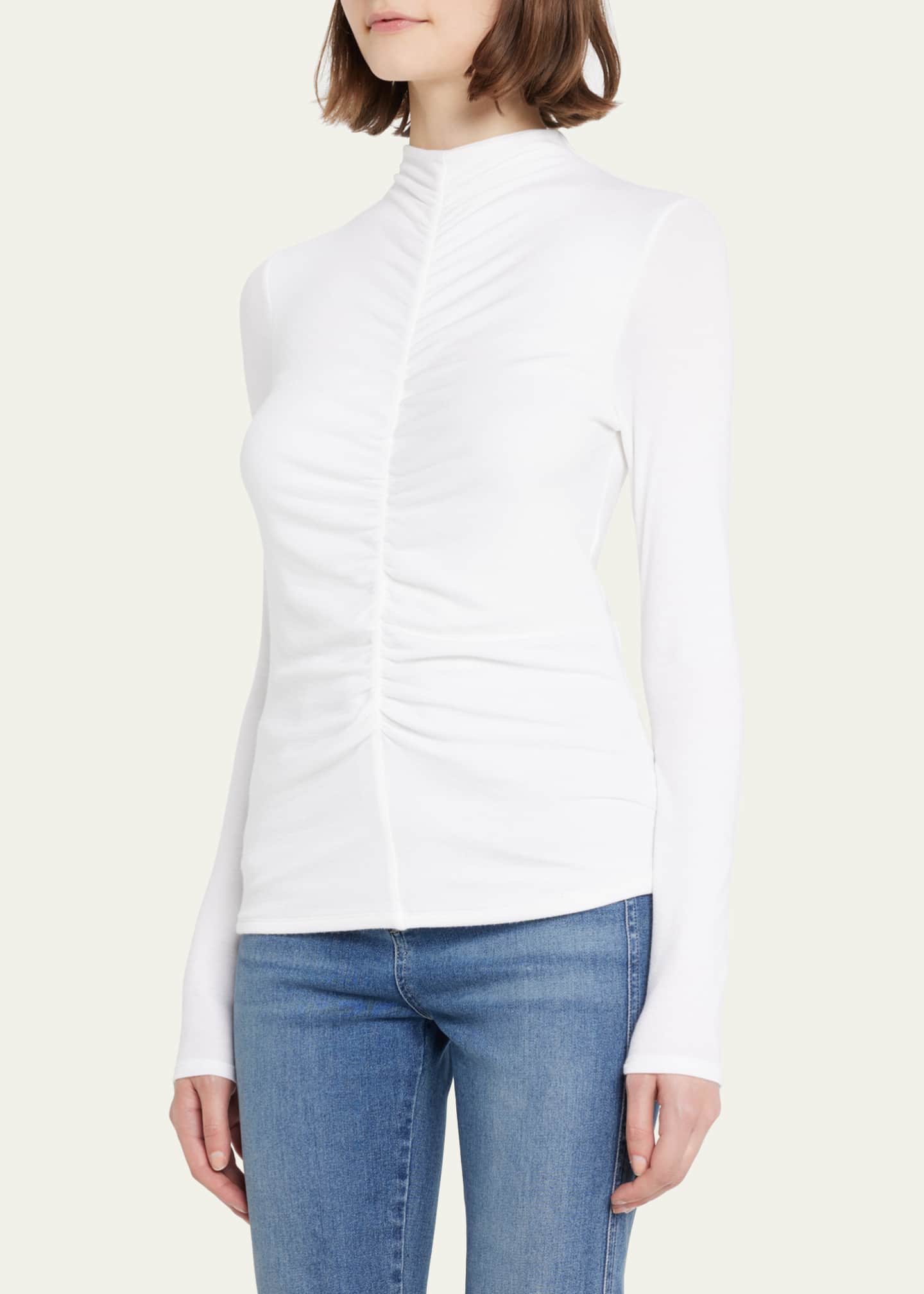 Veronica Beard Theresa Knit Ruched Turtleneck Image 4 of 5