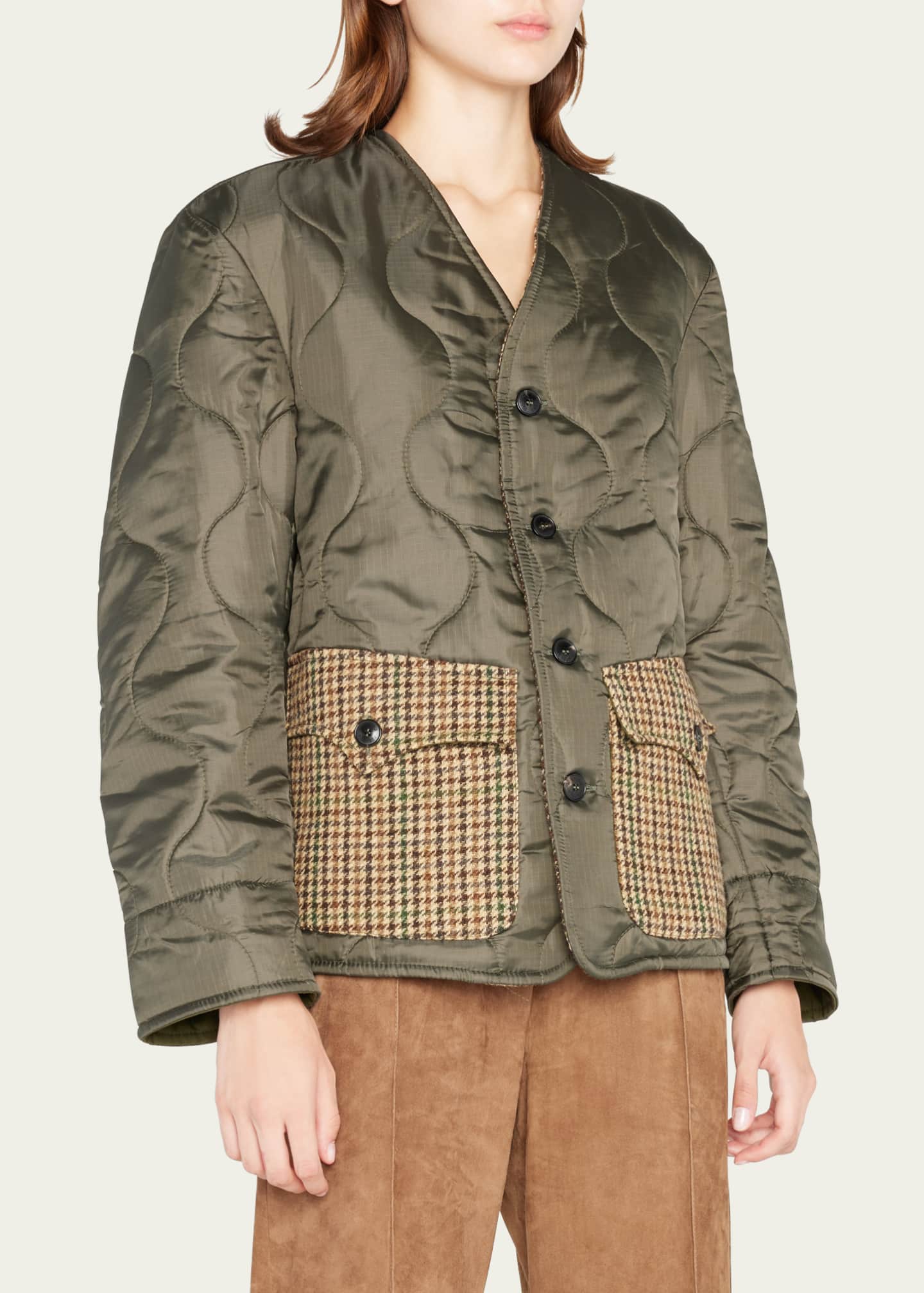 FORTELA Quilted Mixed Media Jacket Bergdorf Goodman