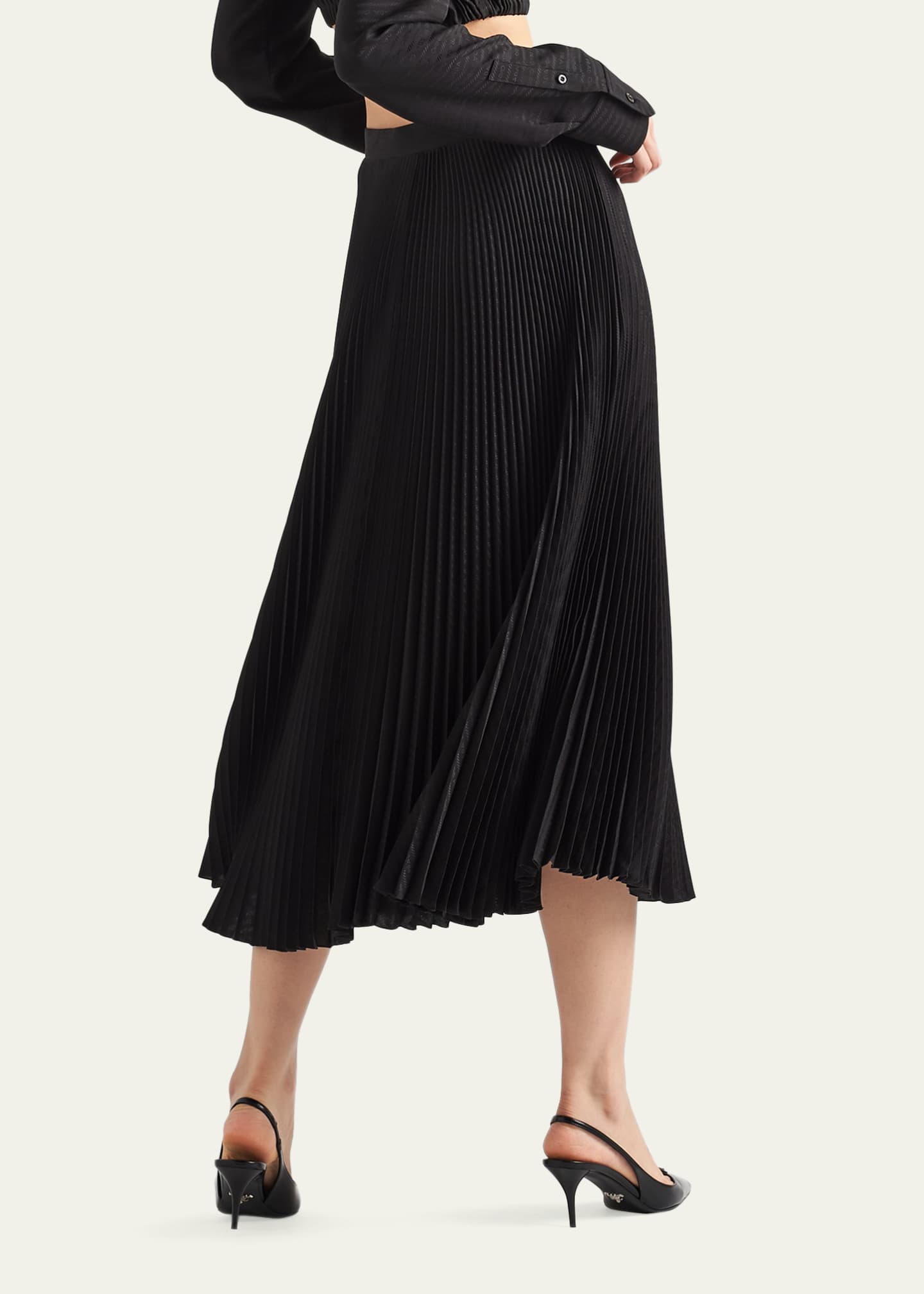 Prada Crepe De Chine Pleated Midi Skirt