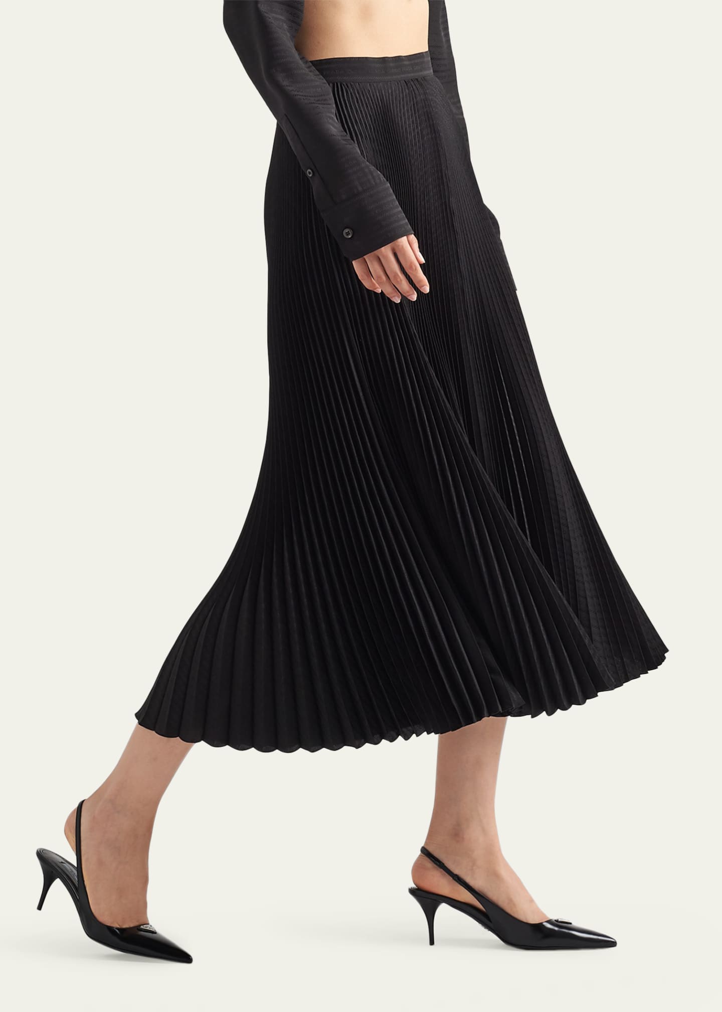 Prada Crepe De Chine Pleated Midi Skirt Bergdorf Goodman