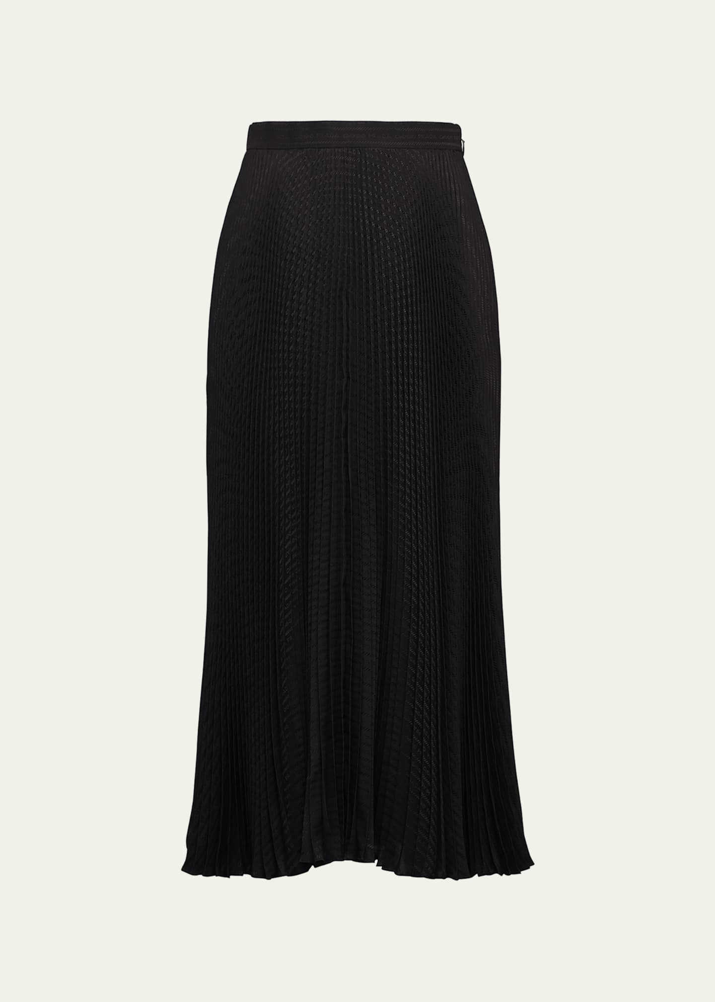 Black crepe store pleated midi skirt