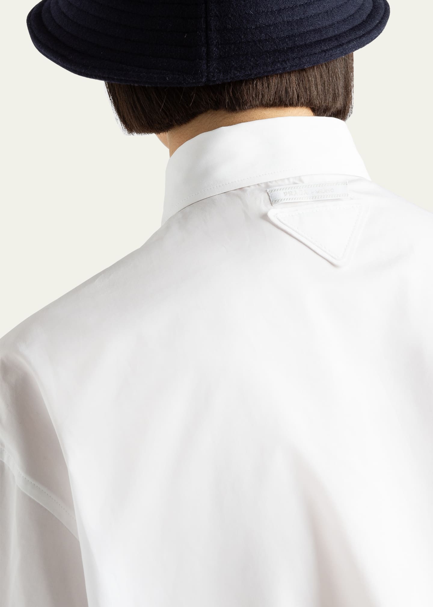 Prada Cropped Poplin Blouse with Detachable Ruffle Bib Image 4 of 4