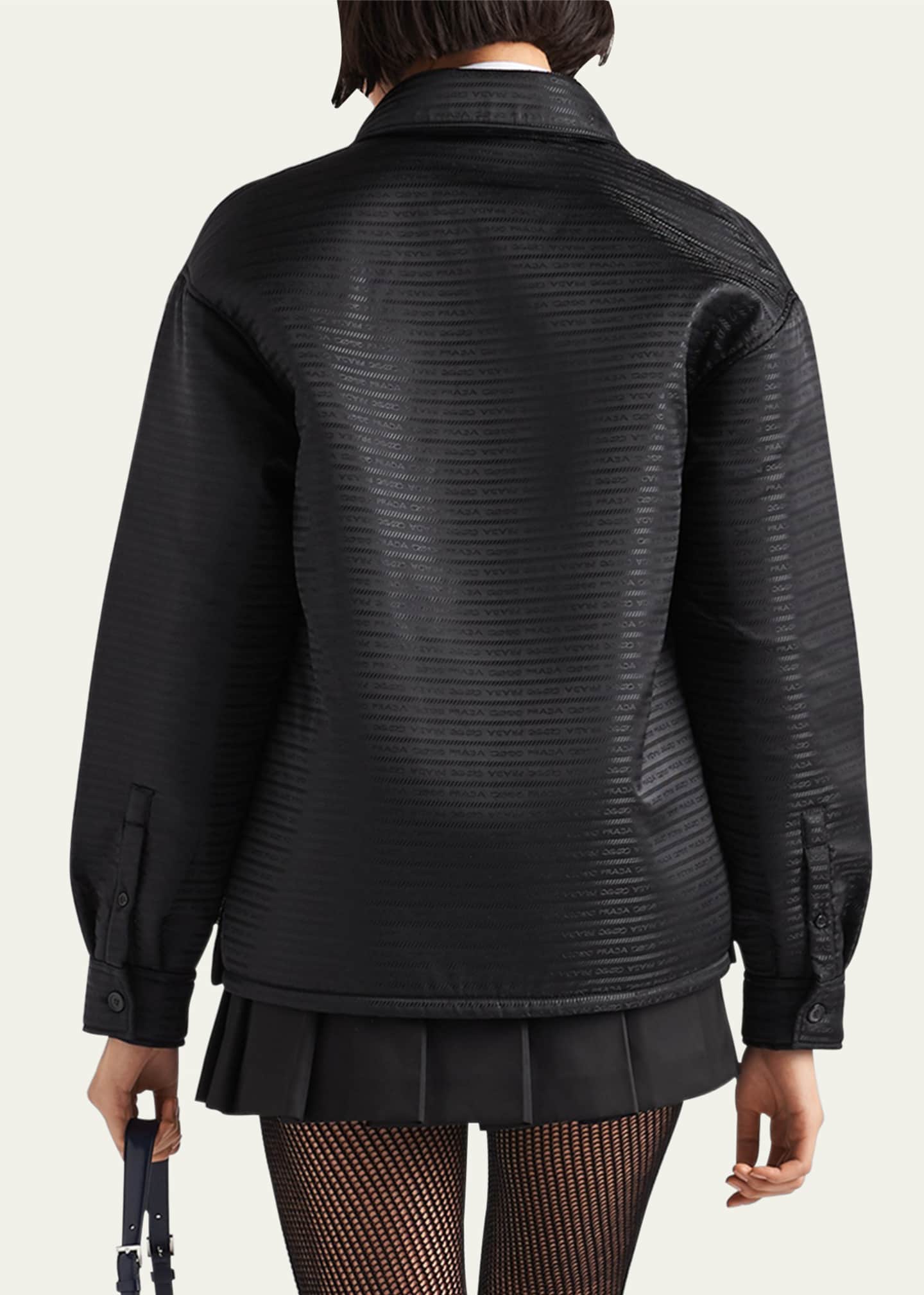 Prada Recycled Nylon Logo-Print Padded Shirt Image 3 of 5