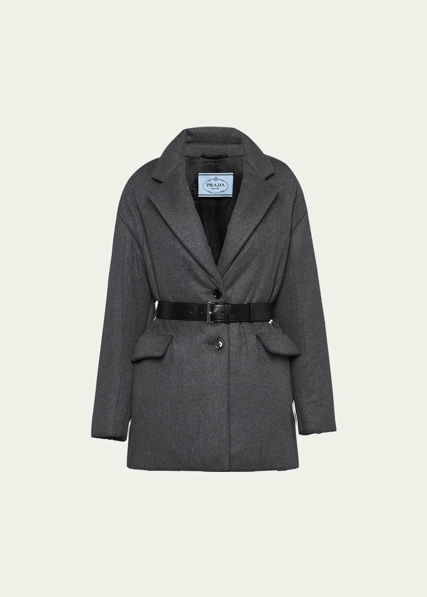 Prada Lana Wool-Cashmere Belted Padded Jacket - Bergdorf Goodman