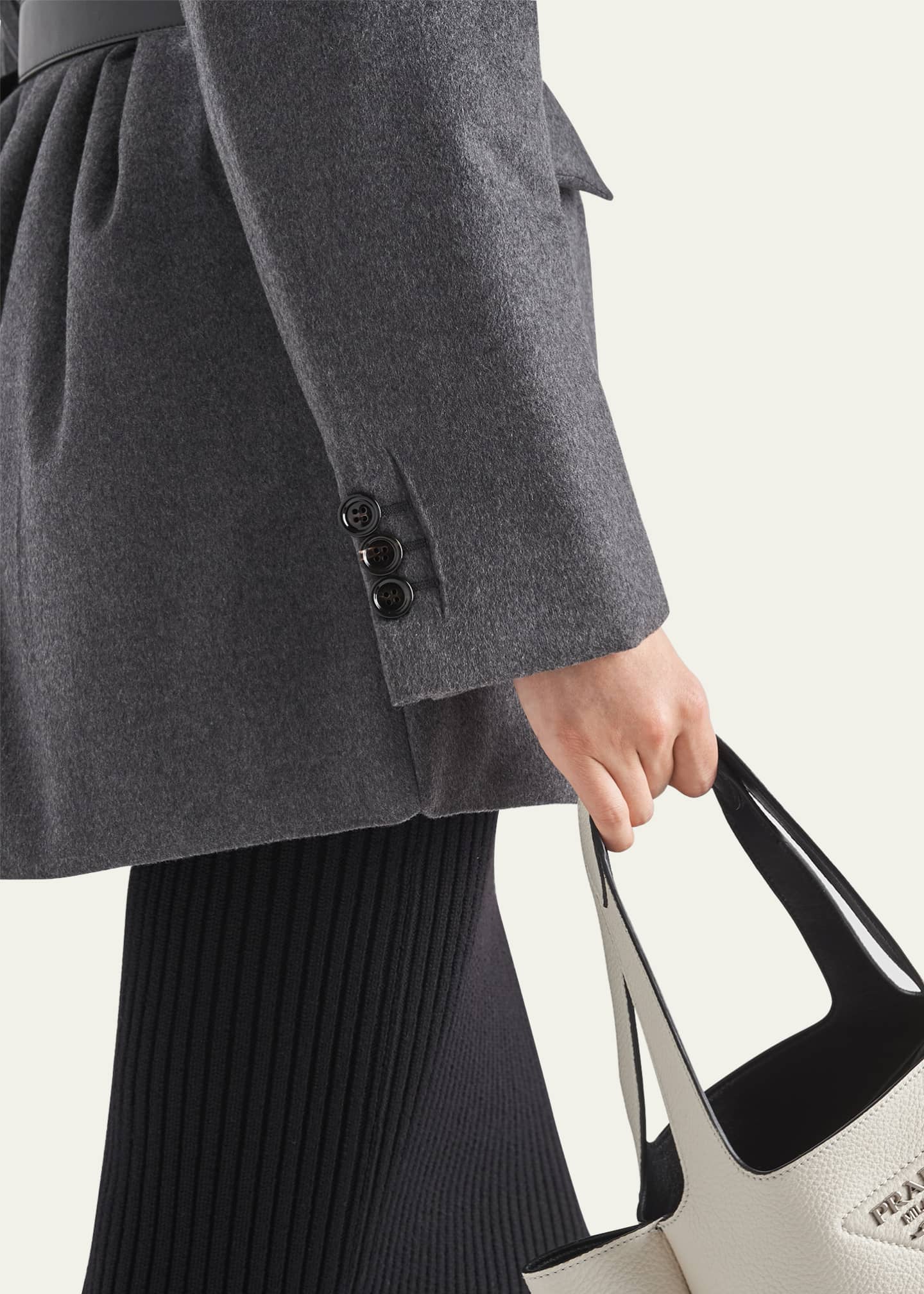 Prada Lana Wool-Cashmere Belted Padded Jacket Image 4 of 4