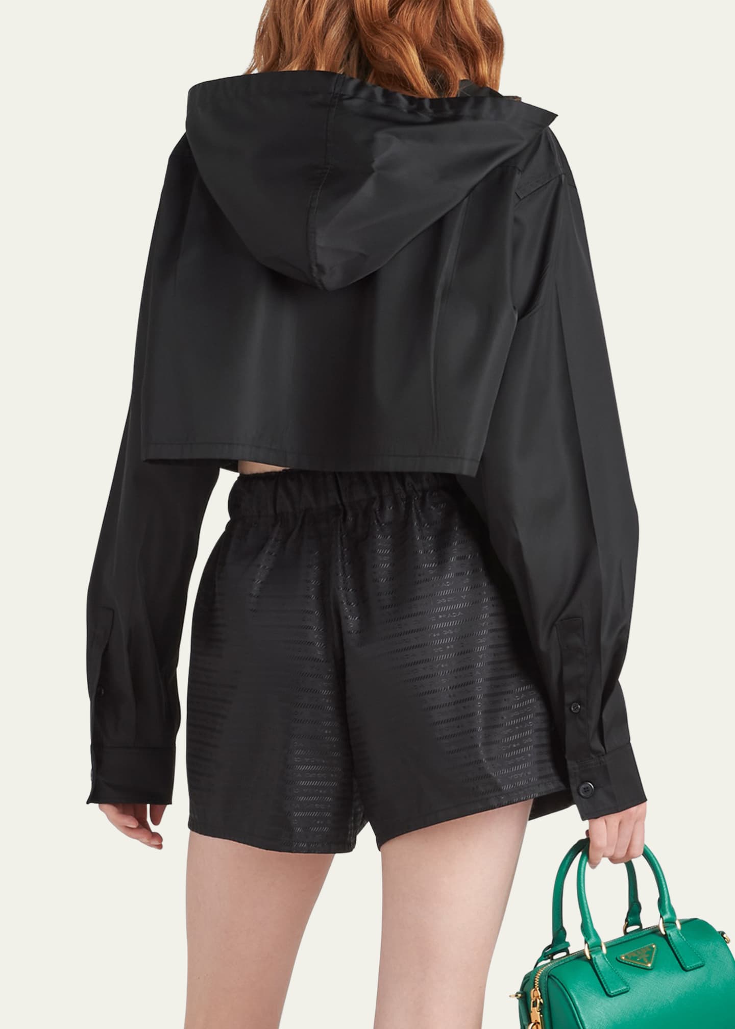 Prada Recycled Nylon Logo-Print Shorts Image 3 of 5