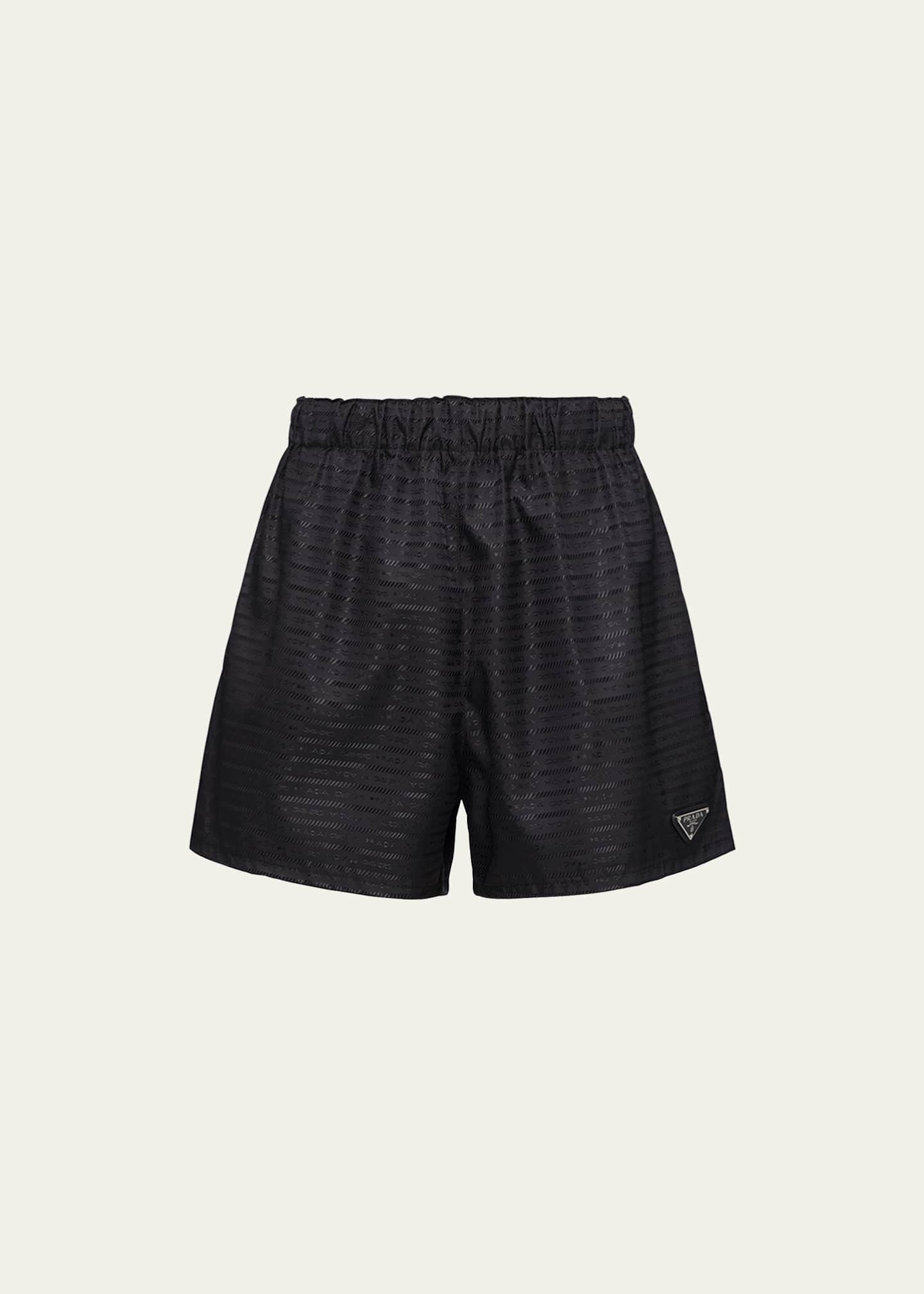 Prada Recycled Nylon Logo-Print Shorts Image 1 of 5