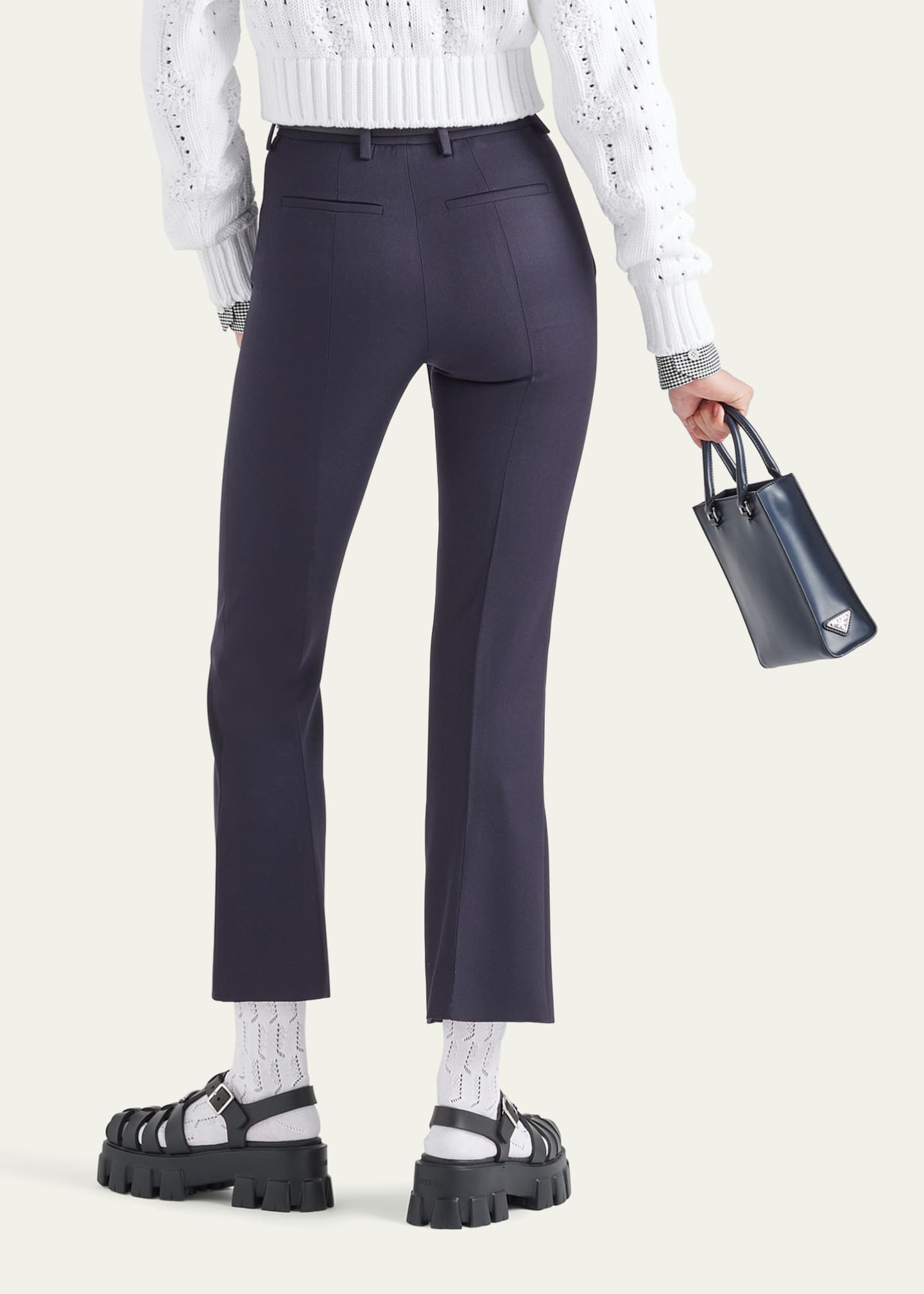 Prada Gabardine Flared Ankle Trousers - Bergdorf Goodman