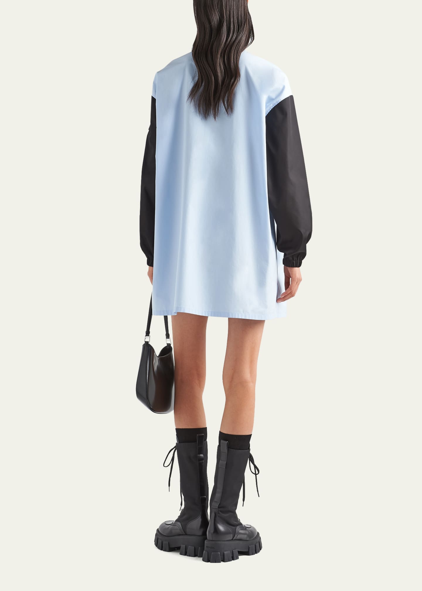 Prada Button-Down Poplin Shirtdress with Re-Nylon Sleeves - Bergdorf ...