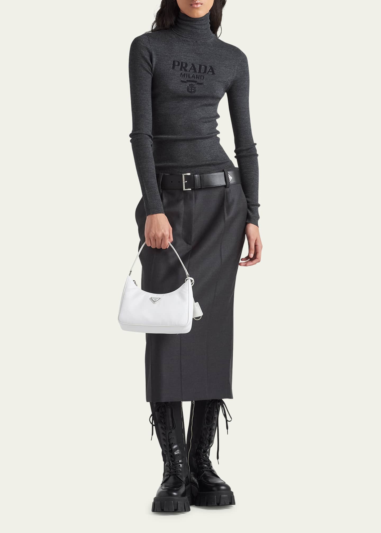 Prada Intarsia Logo Wool Turtleneck Sweater Image 2 of 4