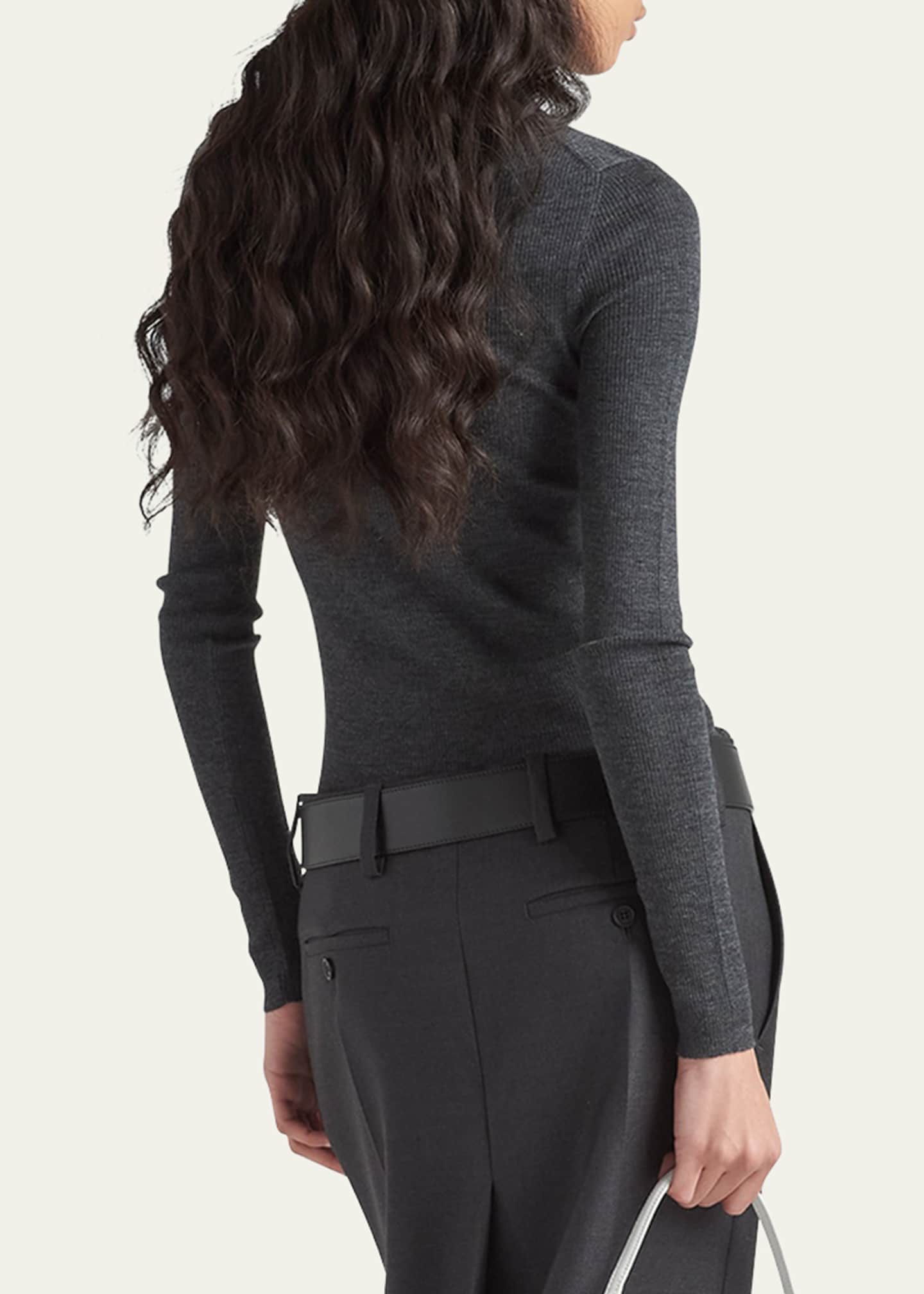 Prada Intarsia Logo Wool Turtleneck Sweater Image 3 of 4