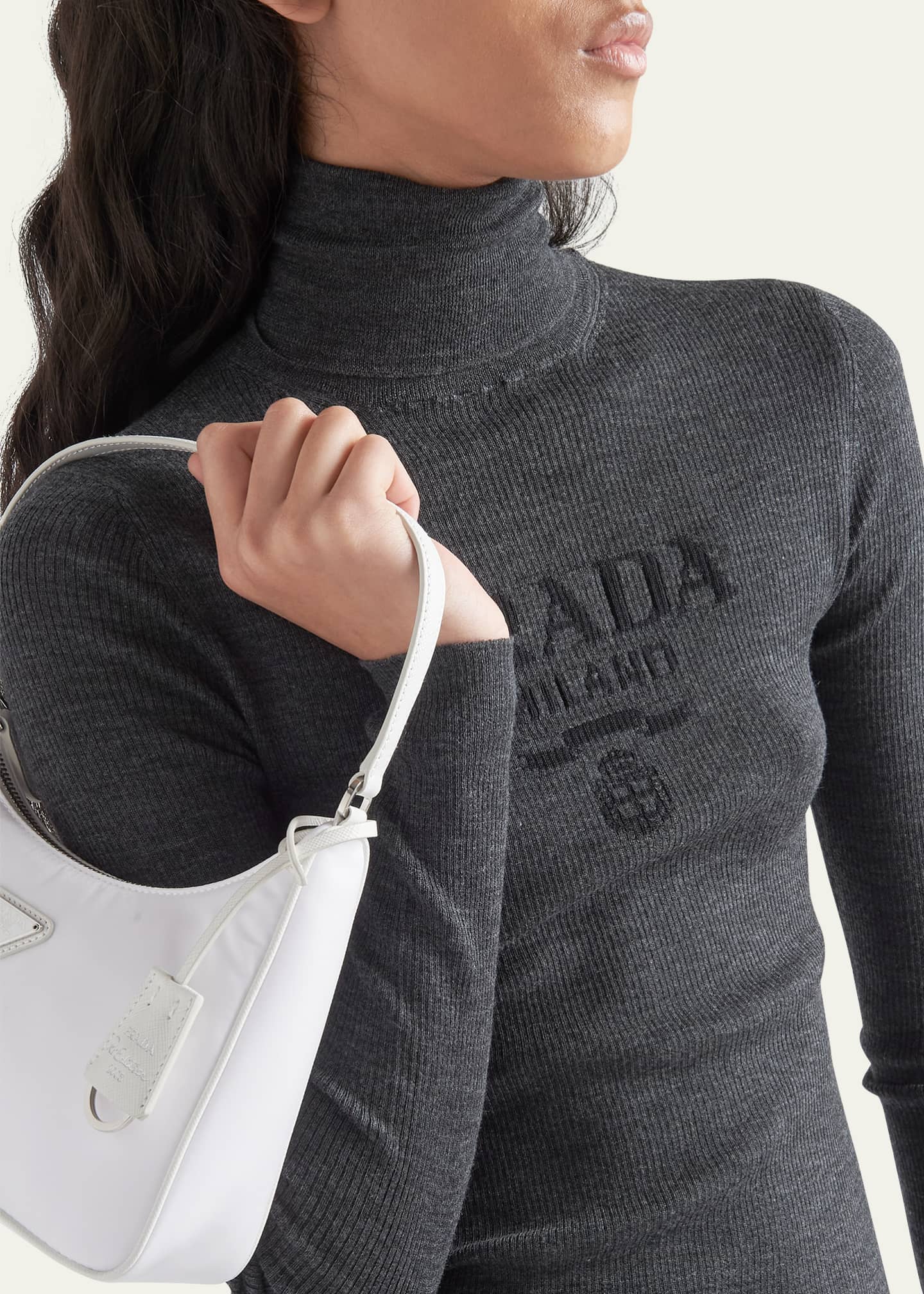 Prada Intarsia Logo Wool Turtleneck Sweater Image 4 of 4