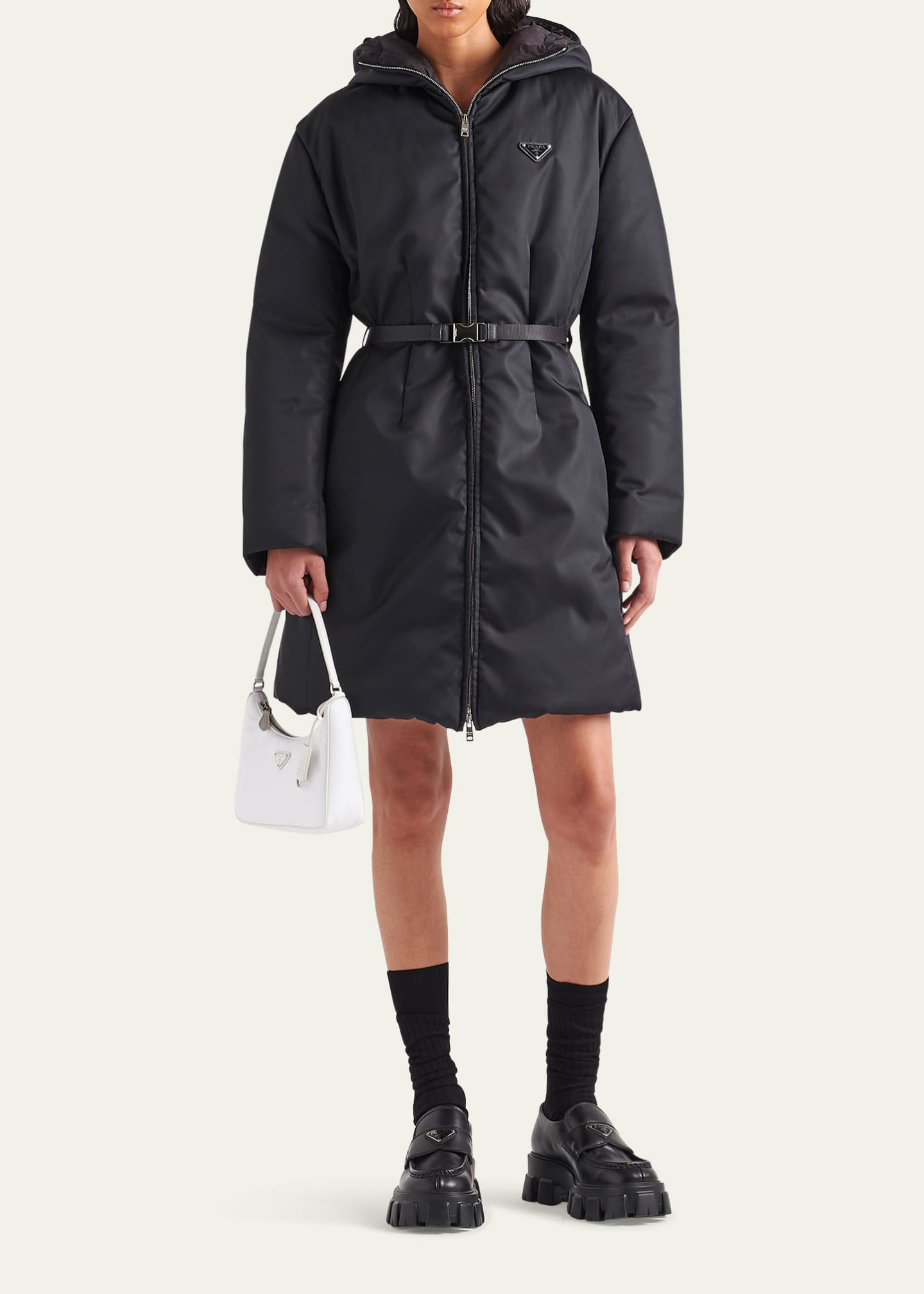 Prada belted nylon jacket hot sale