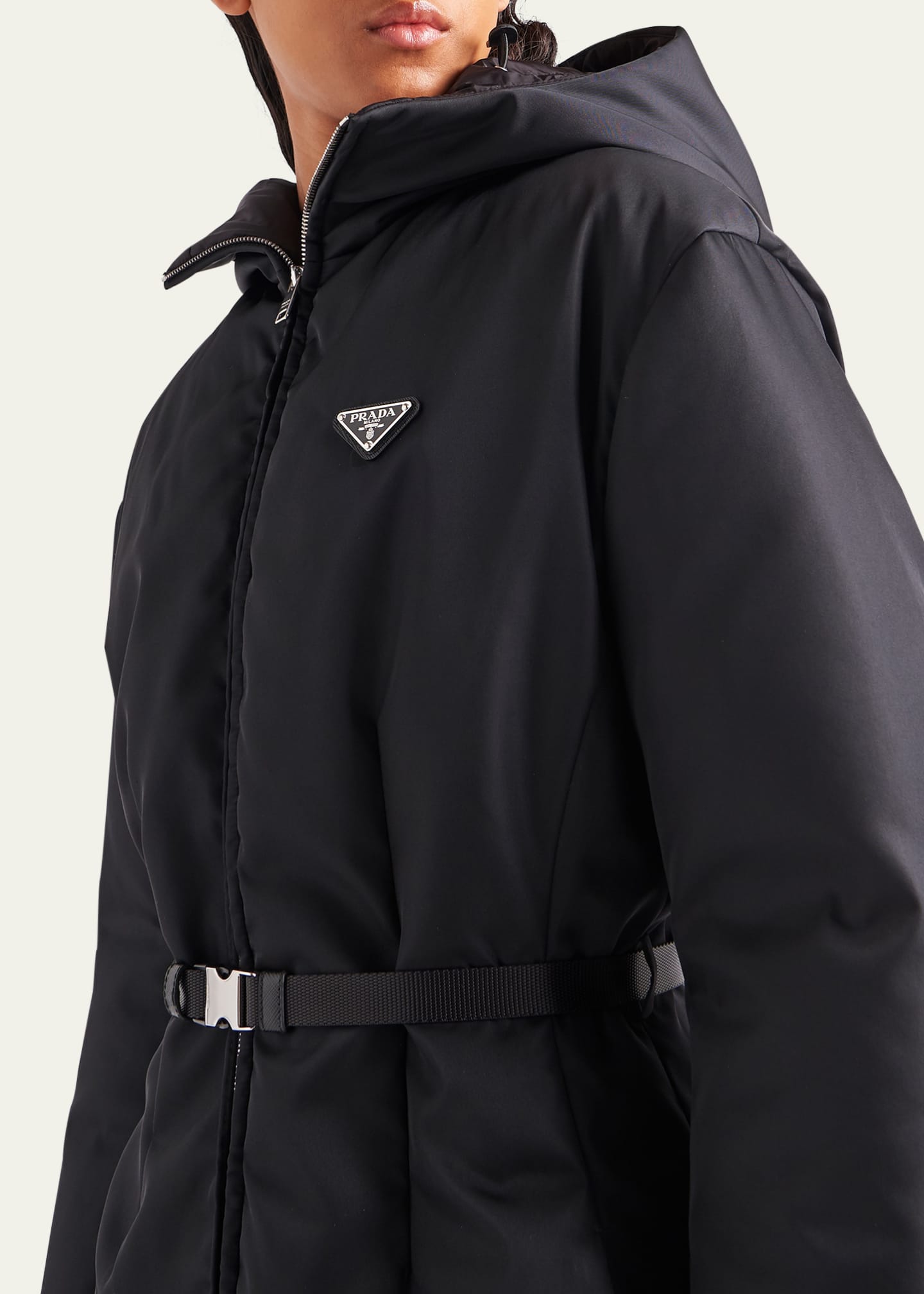 Mens Prada black Re-Nylon Hooded Jacket