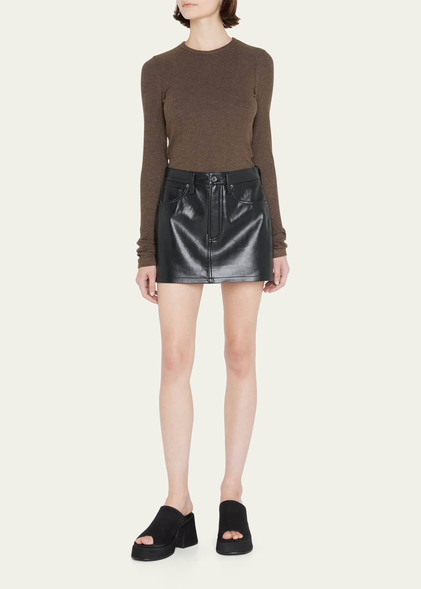 AGOLDE Liv Recycled Leather Mini Skirt - Bergdorf Goodman