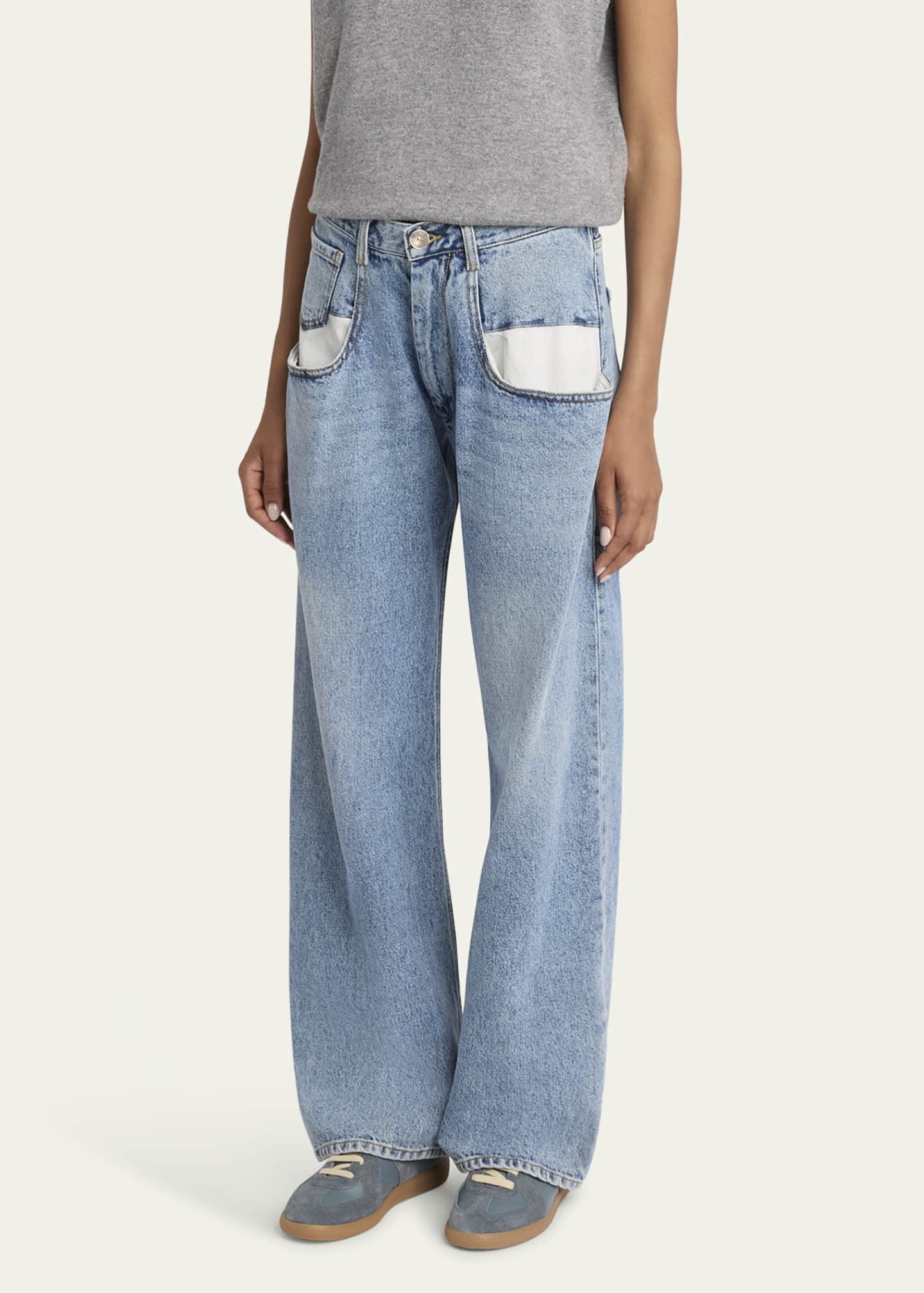 MAISON MARGIELA - Women 5-Pocket Wide-Leg Denim Pants