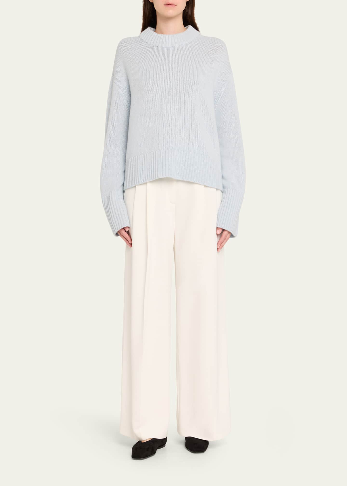 Lisa Yang Sony Cashmere Drop-Shoulder Crewneck Sweater