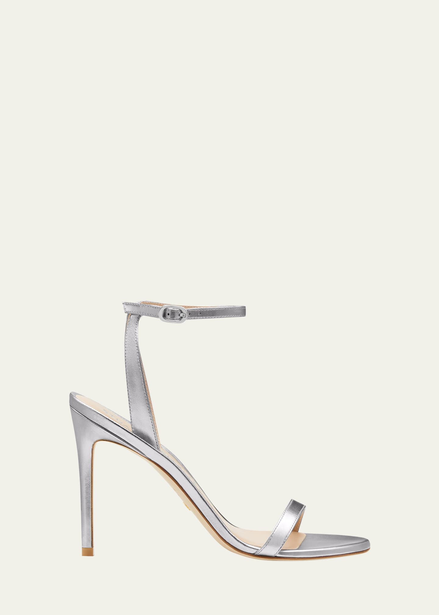 Stuart Weitzman Barelynude Metallic Ankle-Strap Sandals - Bergdorf Goodman