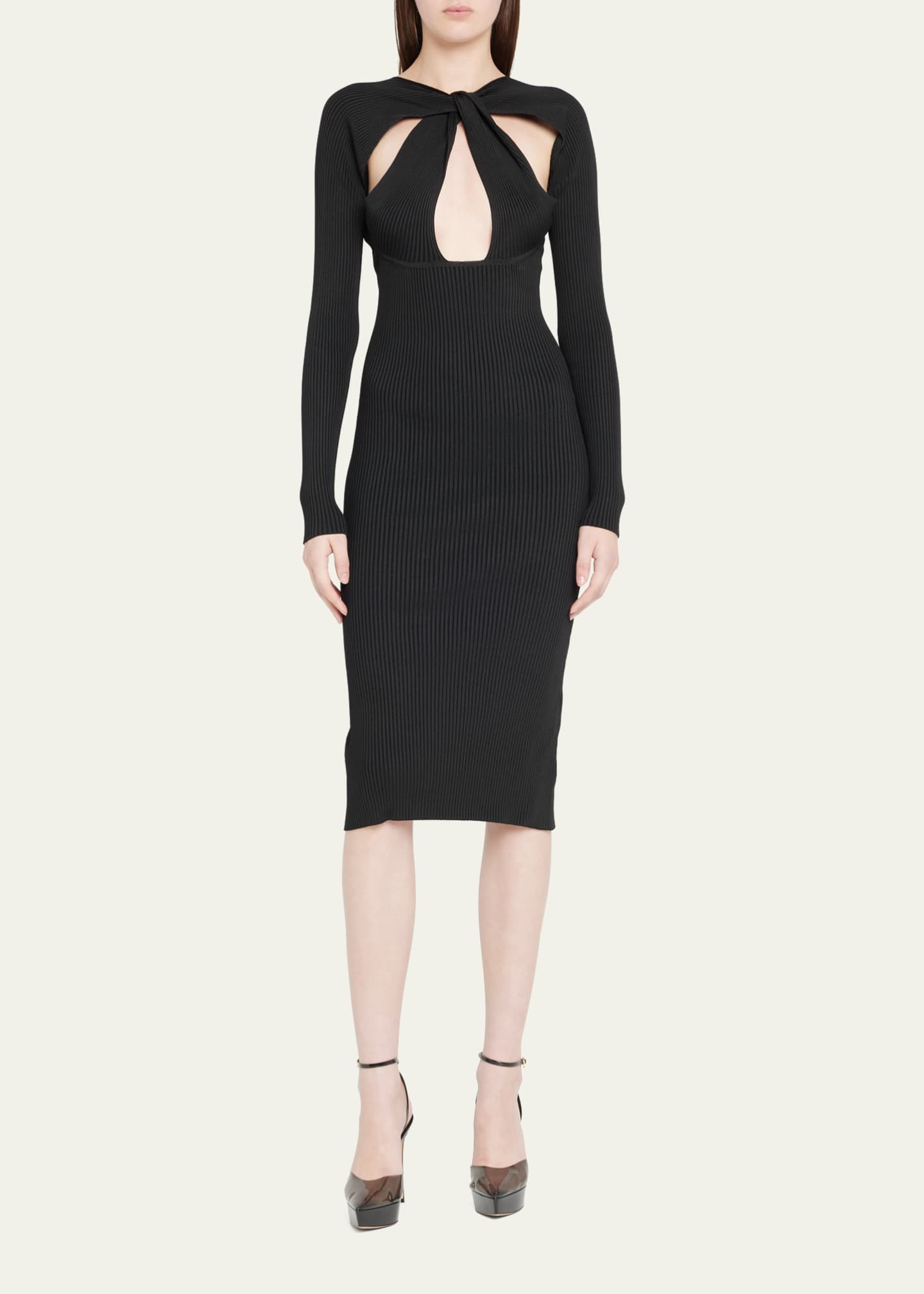 Coperni Twist-Front Midi Dress w/ Cutouts - Bergdorf Goodman