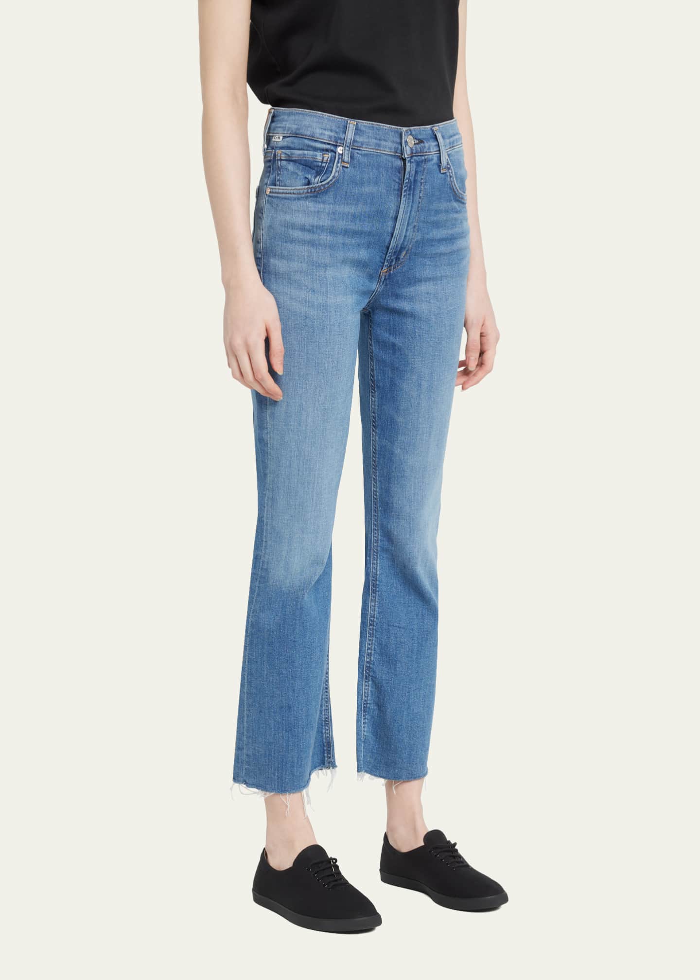 Citizens of Humanity Isola Cropped Bootcut Jeans with Raw Hem ...