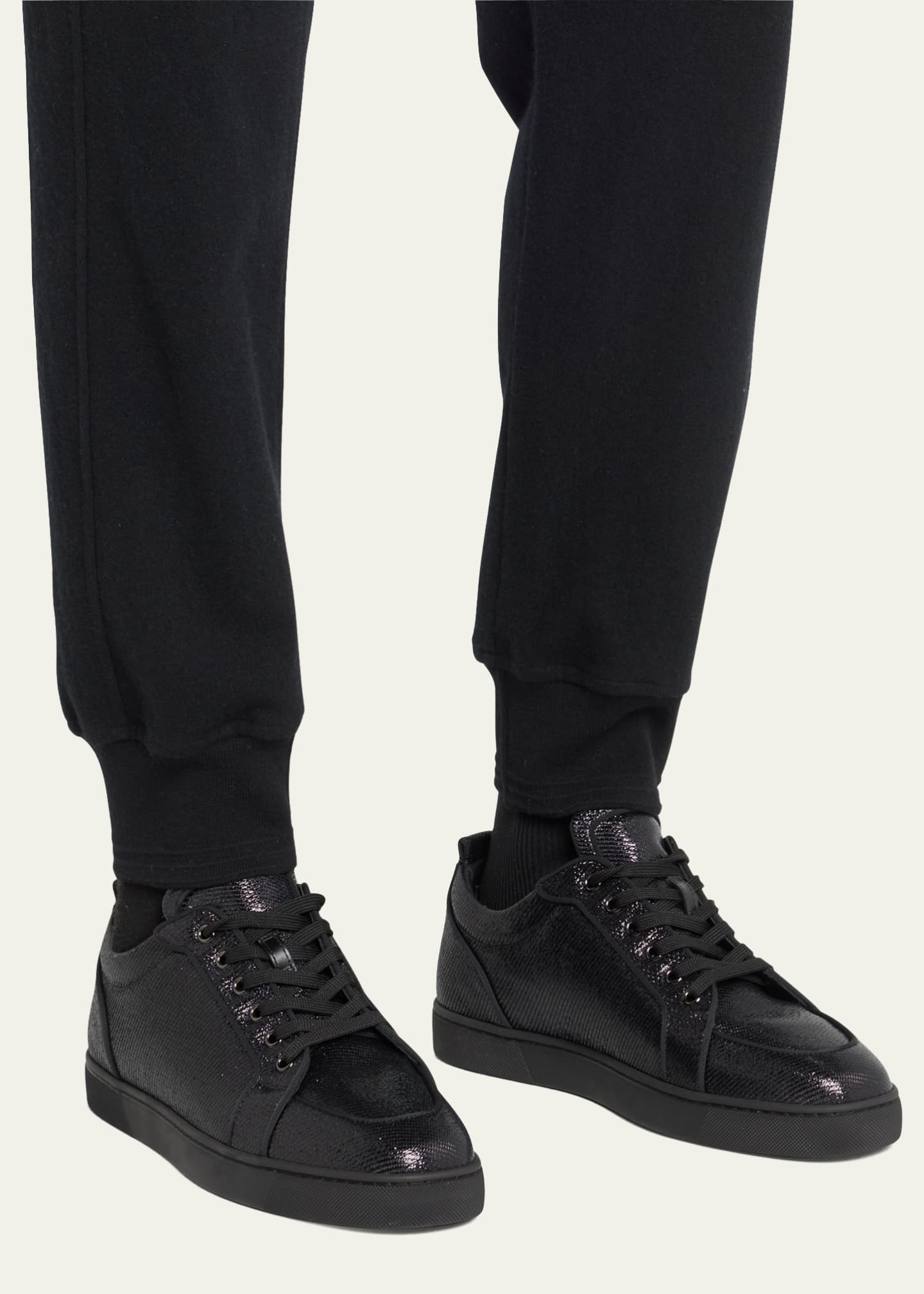 Christian Louboutin Rantulow Flat Leather Sneakers - Black