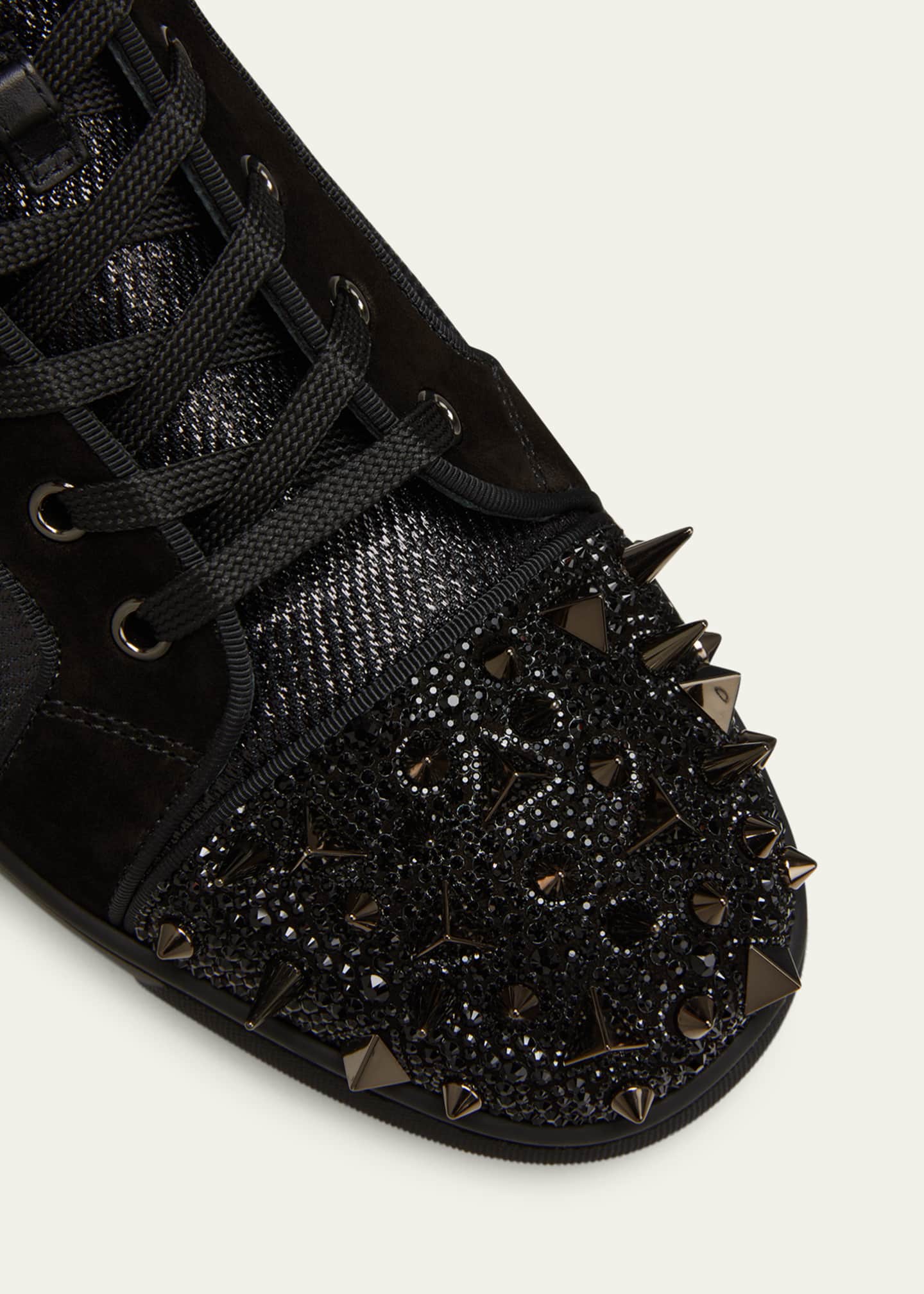 black crystal, christian louboutin strass shoes high top sneakers